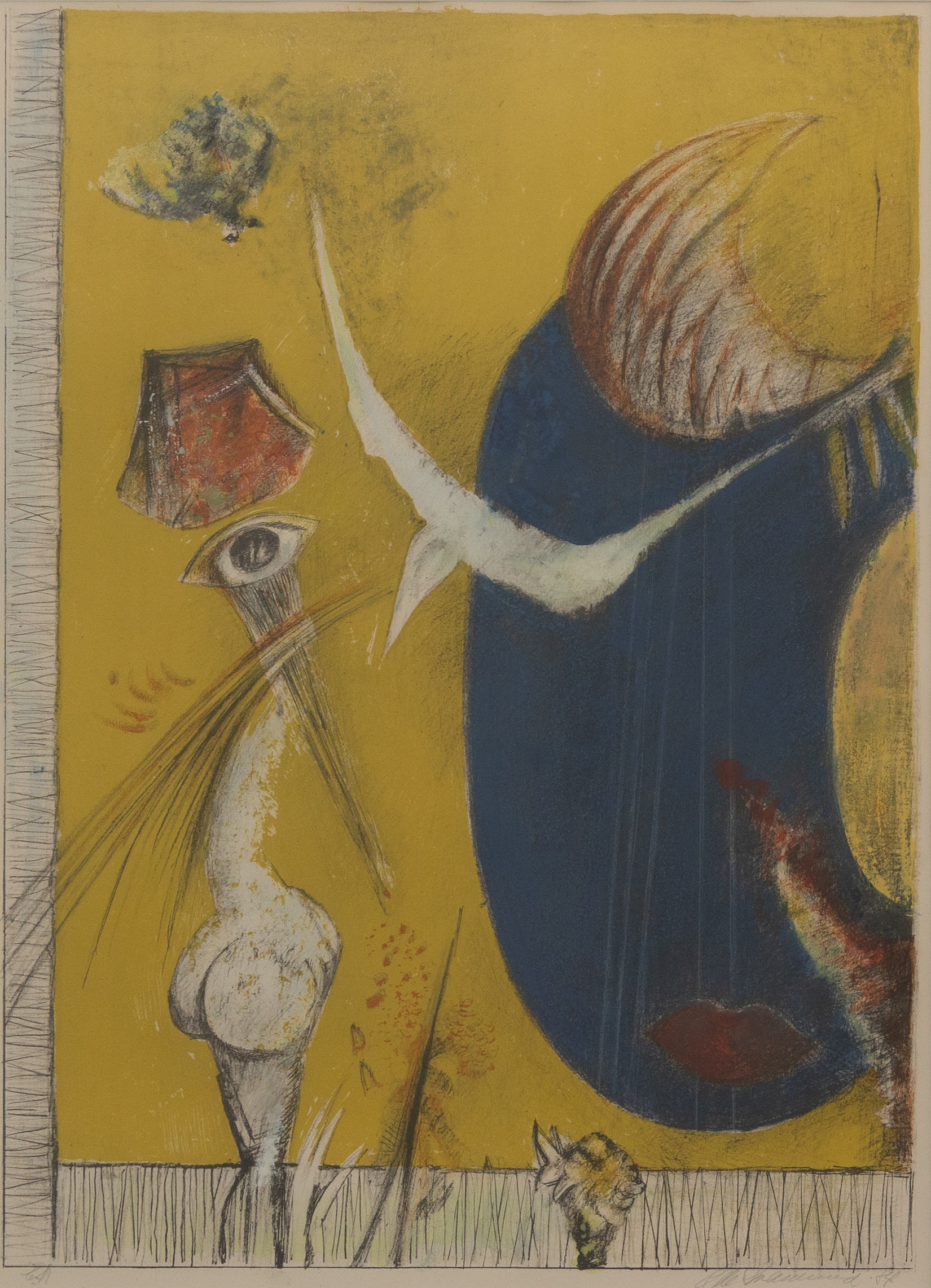 OLLE SVANLUND. FIgurkomposition, litografi nr EA, signerad och daterad -84.