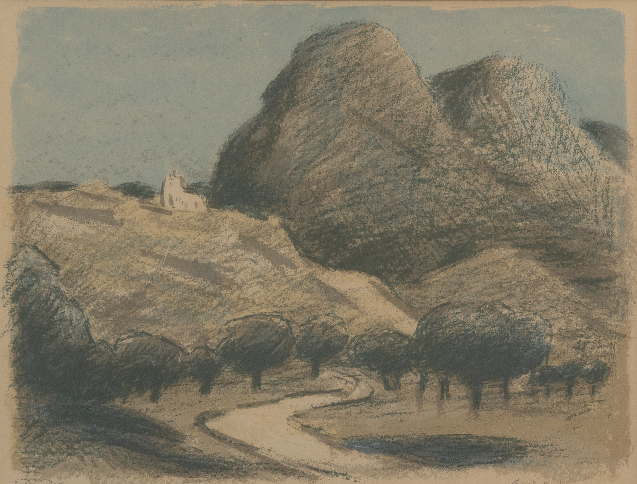 GUSTAV RUDBERG. Landskap, litografi nr 36/210, signerad.