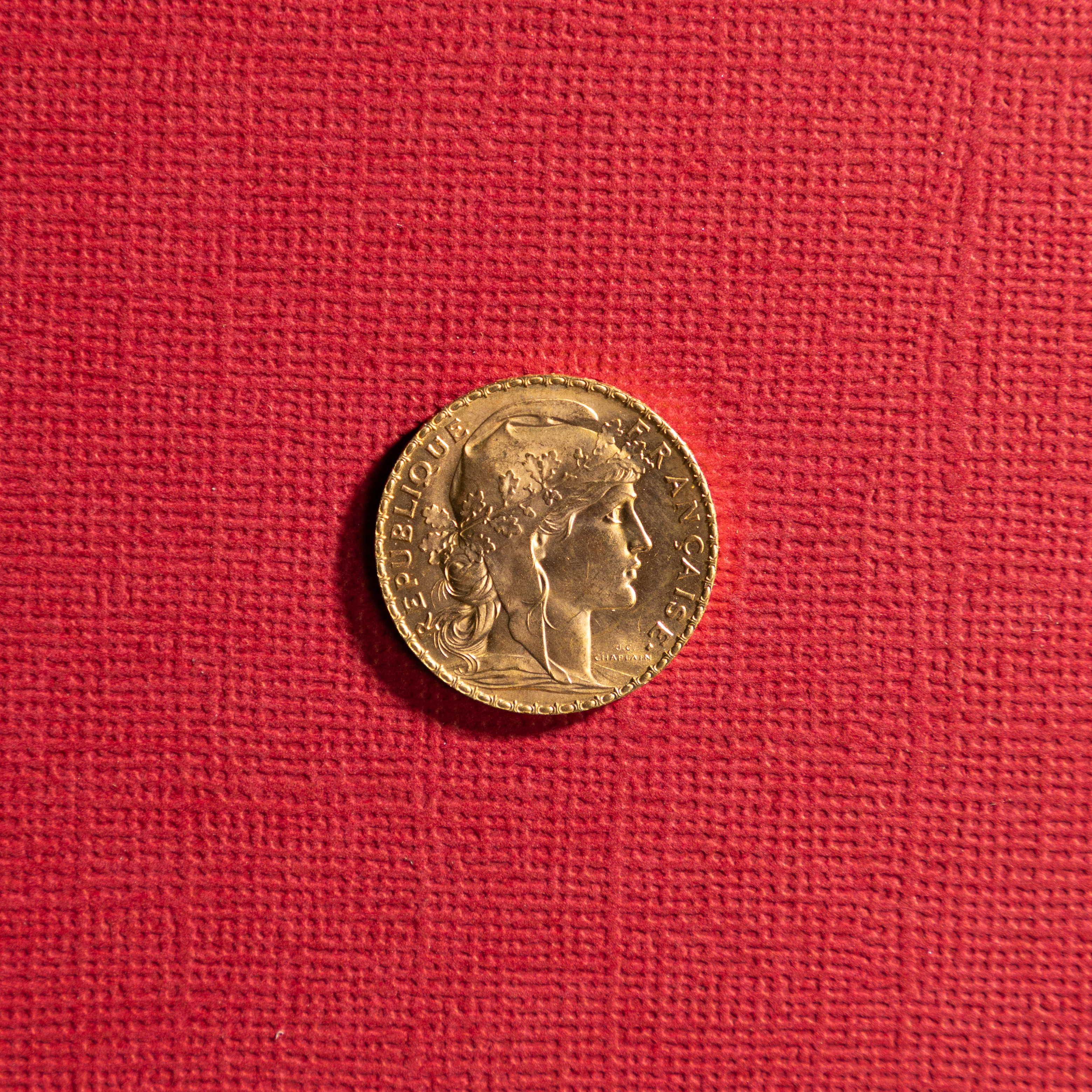 GULDMYNT. Frankrike, 20 Francs, 1910.
