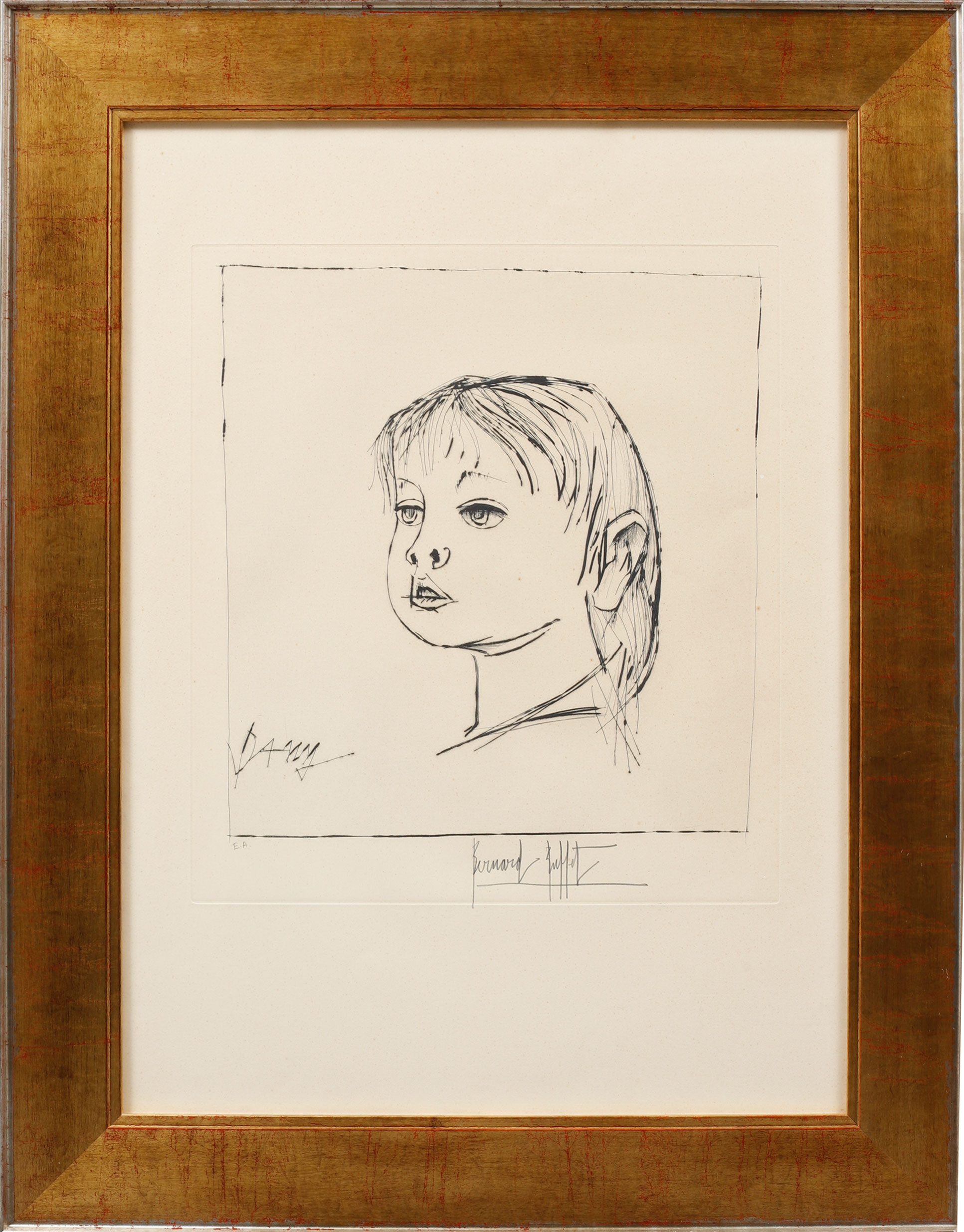 BERNARD BUFFET. "Dany", etsning, signerad. E.A.