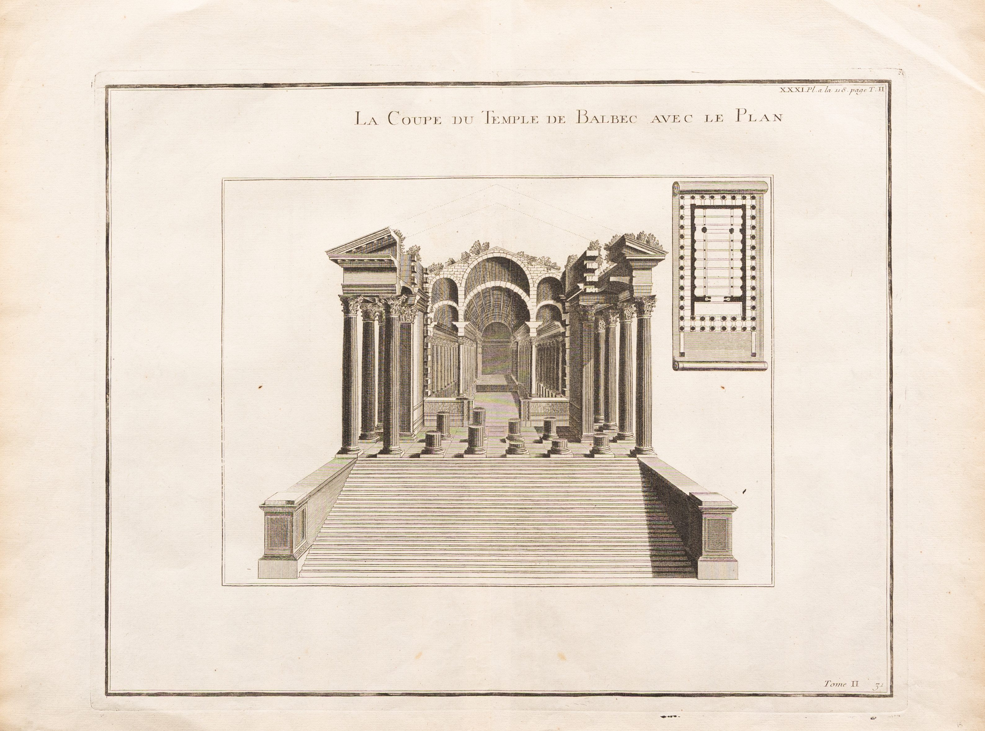 PARTI KOPPARGRAVYERER, 3 st, Temple de Balbec, Syrien, 1700-tal.