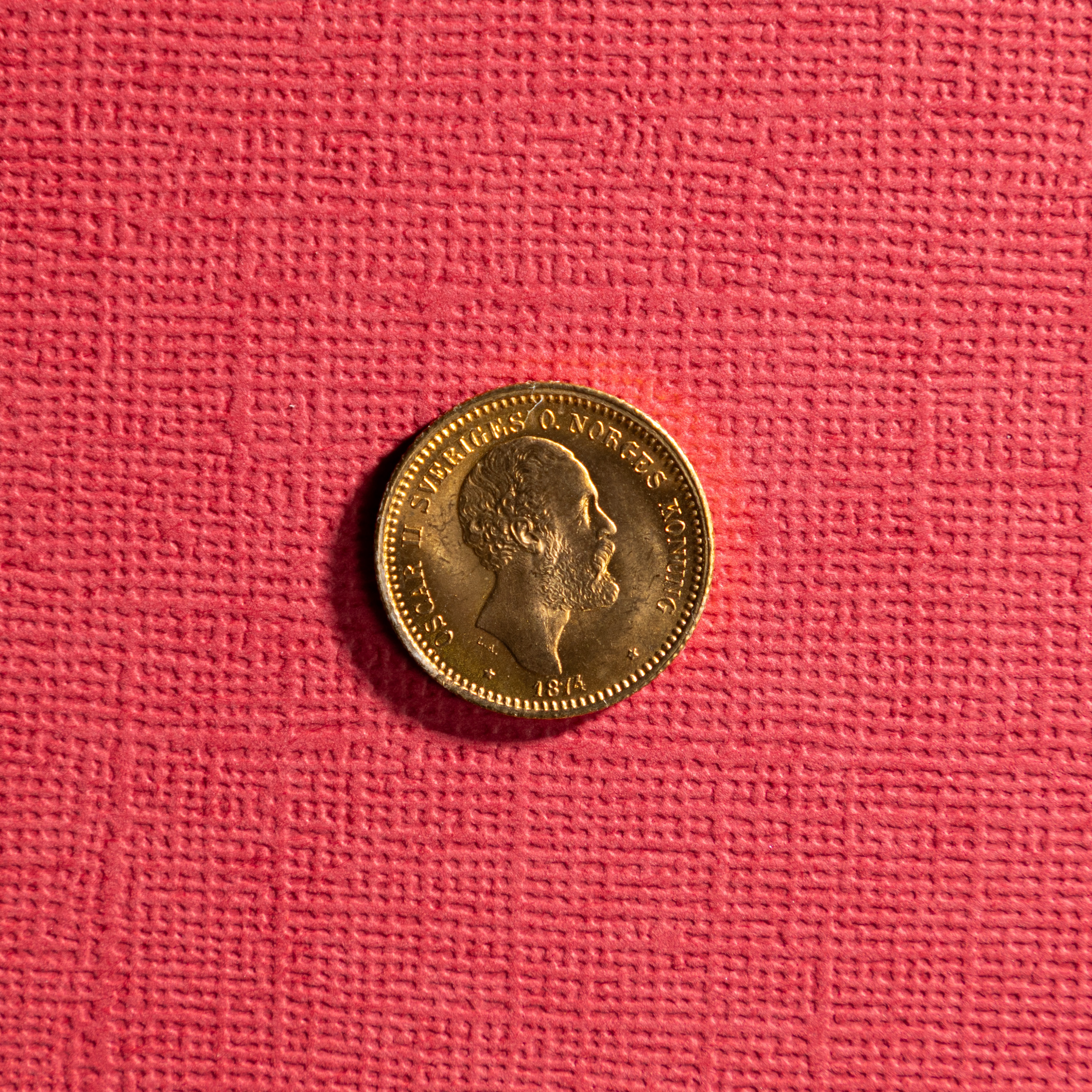 GULDMYNT. Sverige, 10 Kronor, 1874.