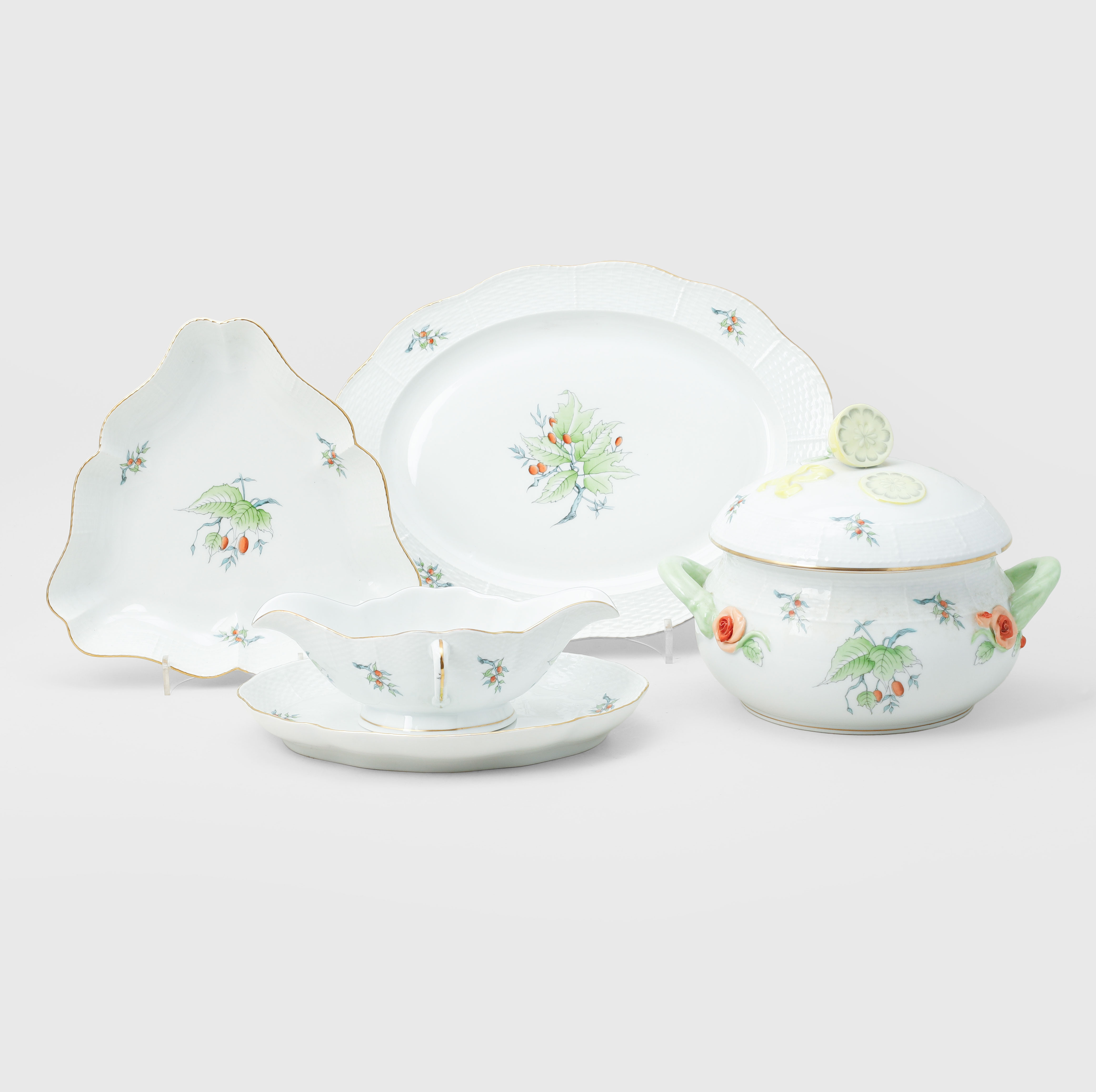 MATSERVIS, 25 delar, porslin, "Roseship", Herend.