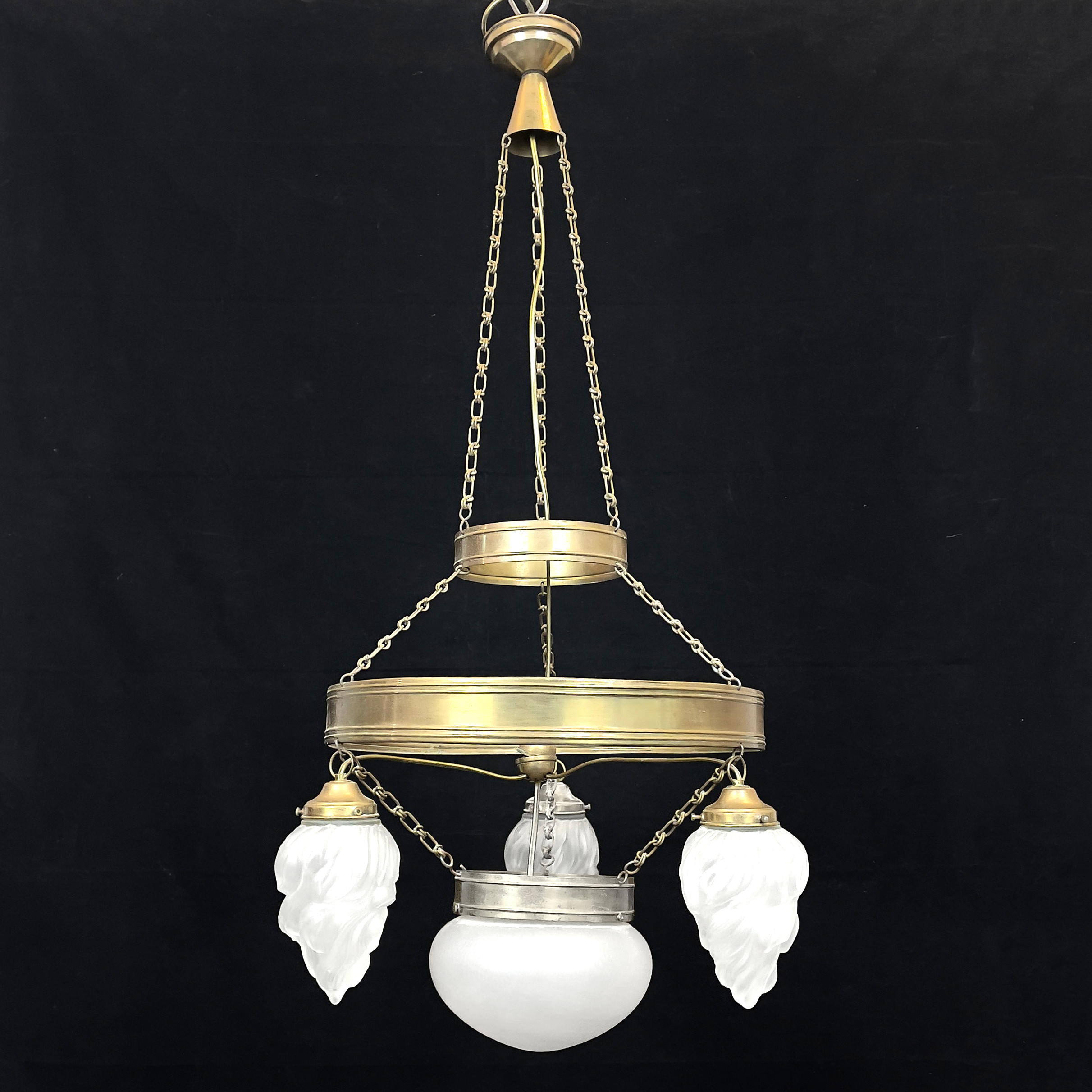 TAKLAMPA, metall/glas, Art Nouveau.