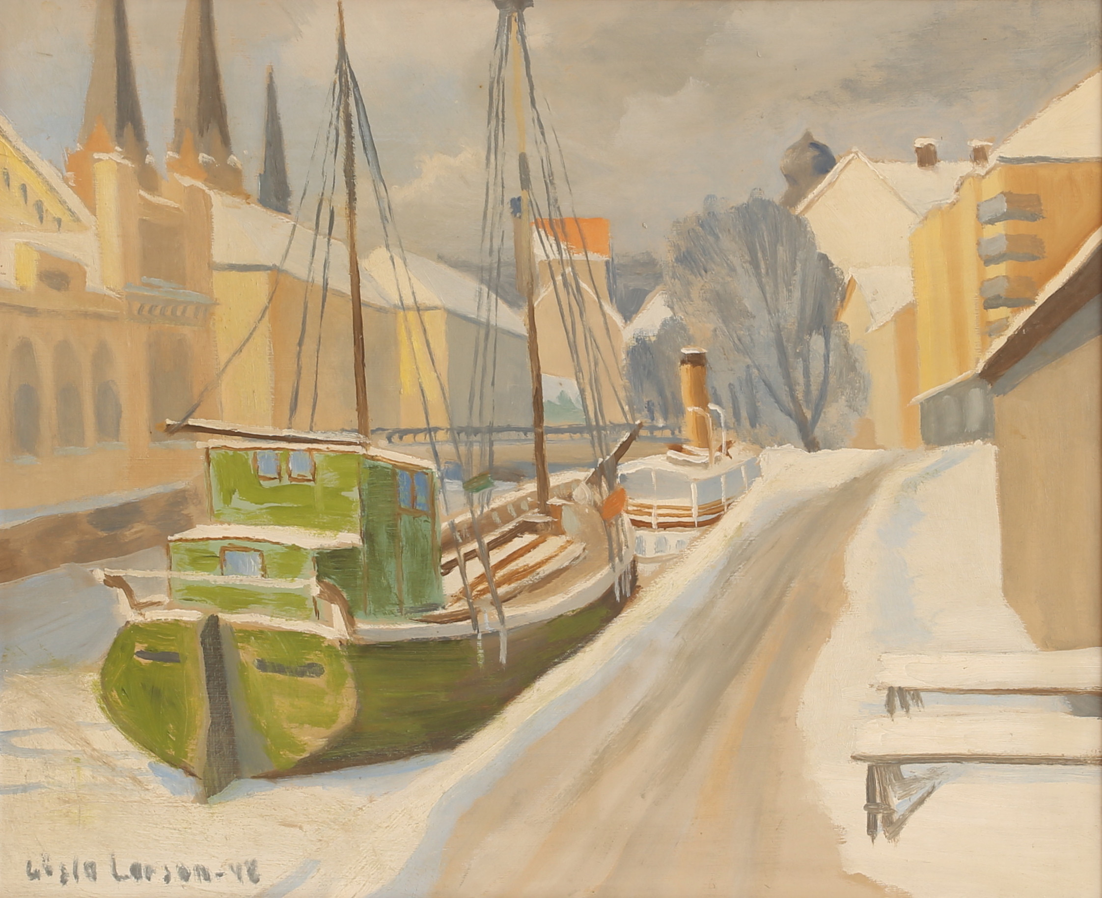 GÖSTA LARSON. Olja på duk, Uppsala, signerad, daterad 1948.