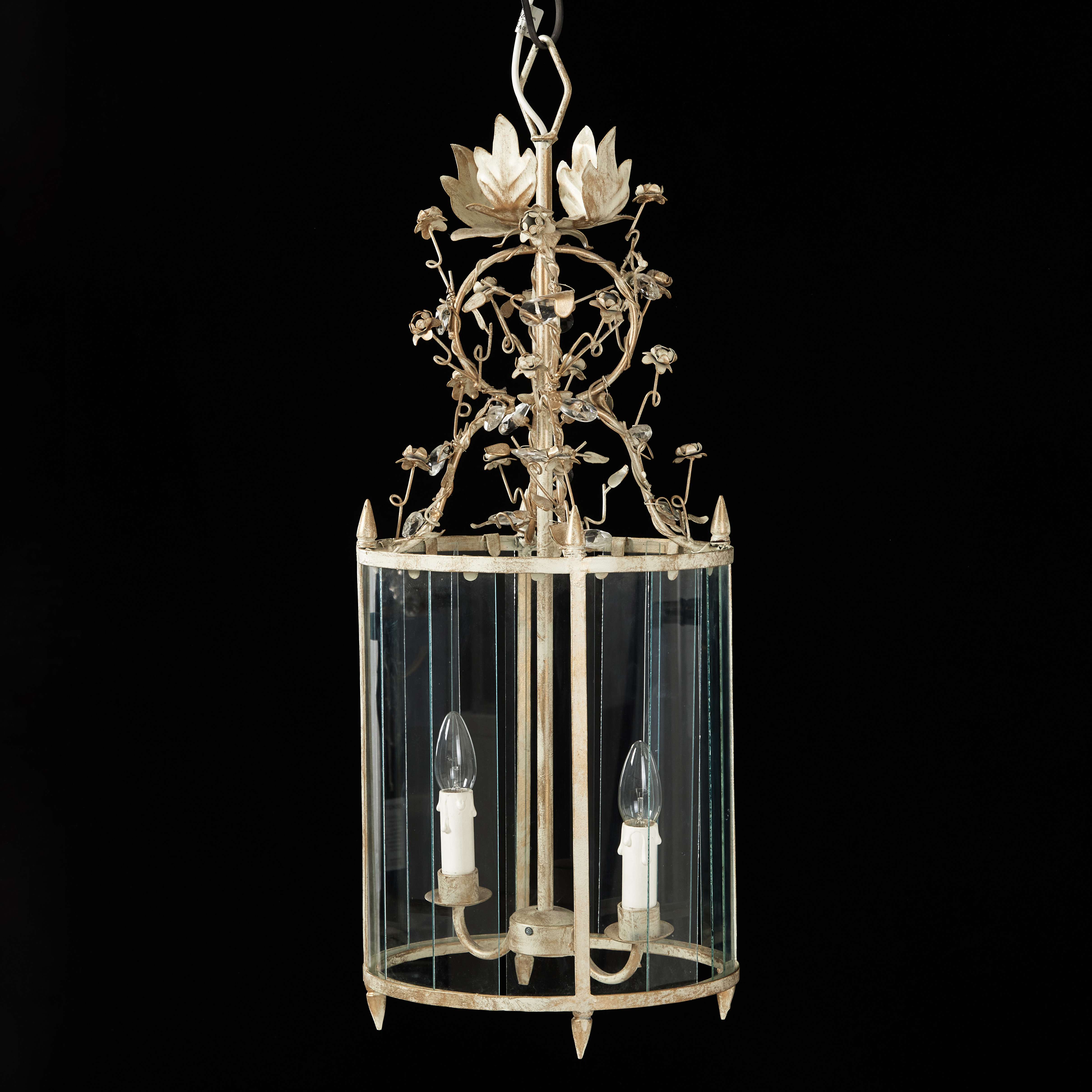 TAKARMATUR, smide/glas, blomsterdekor med prismor, 1900-talets andra hälft.