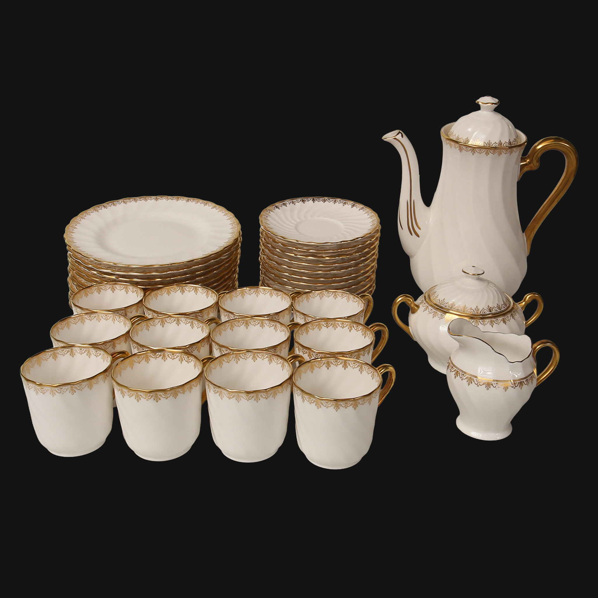 KAFFESERVIS, porslin, Royal Tuscan, England, 39 delar.