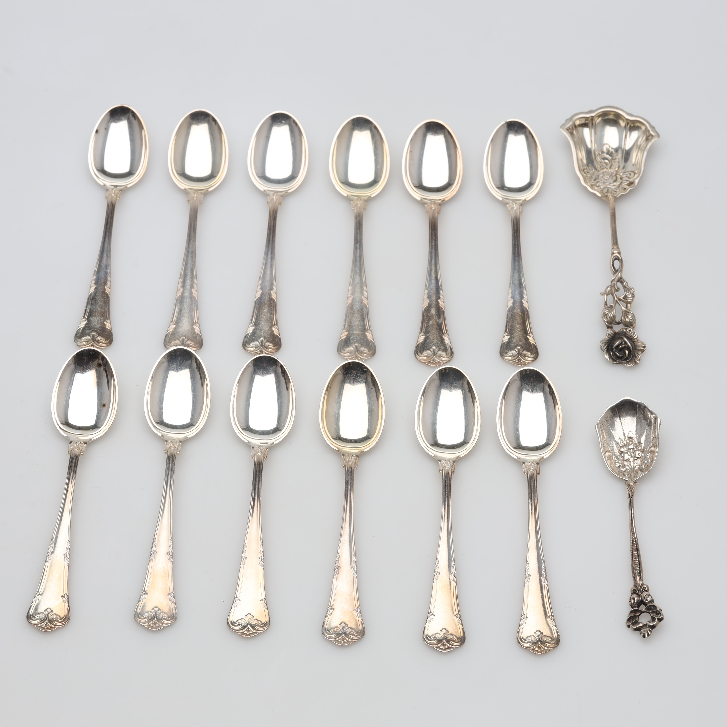 SKEDAR 14 stycken, silver, vikt ca 216 gram.