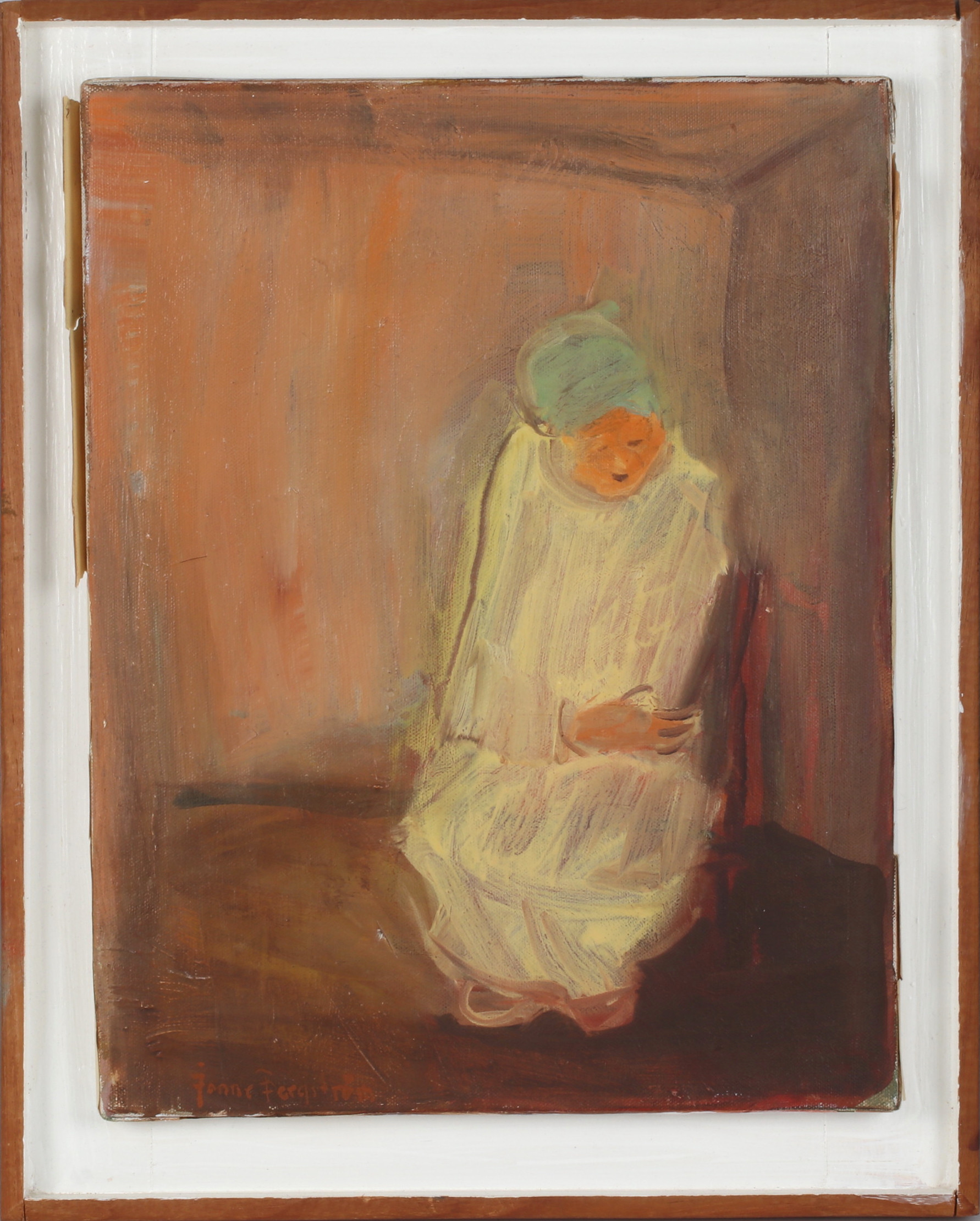 JONNE BERGSTRÖM. "I meditation", olja på duk, signerad.