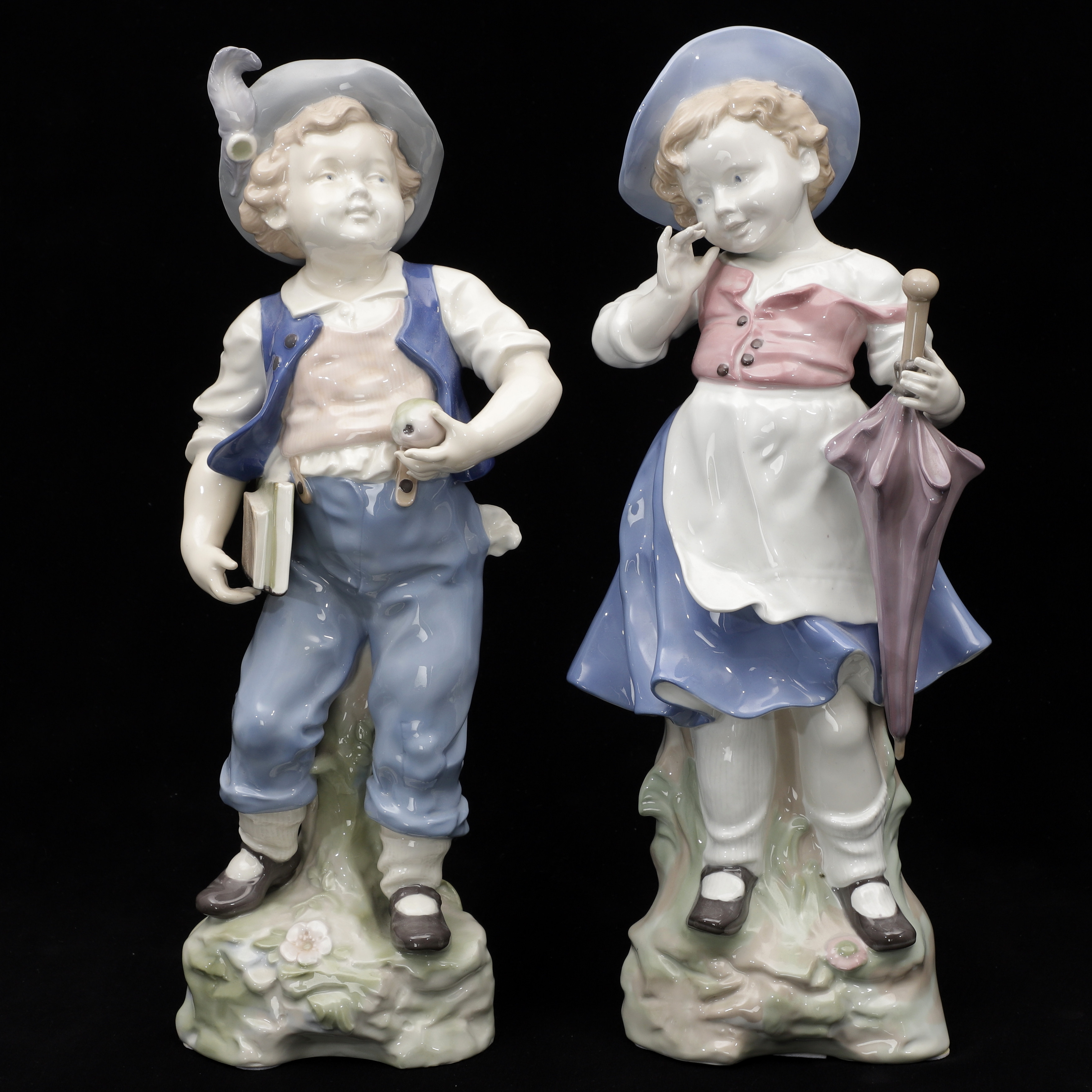 FIGURINER, 2 st, porslin, Tyskland, höjd 49 cm.