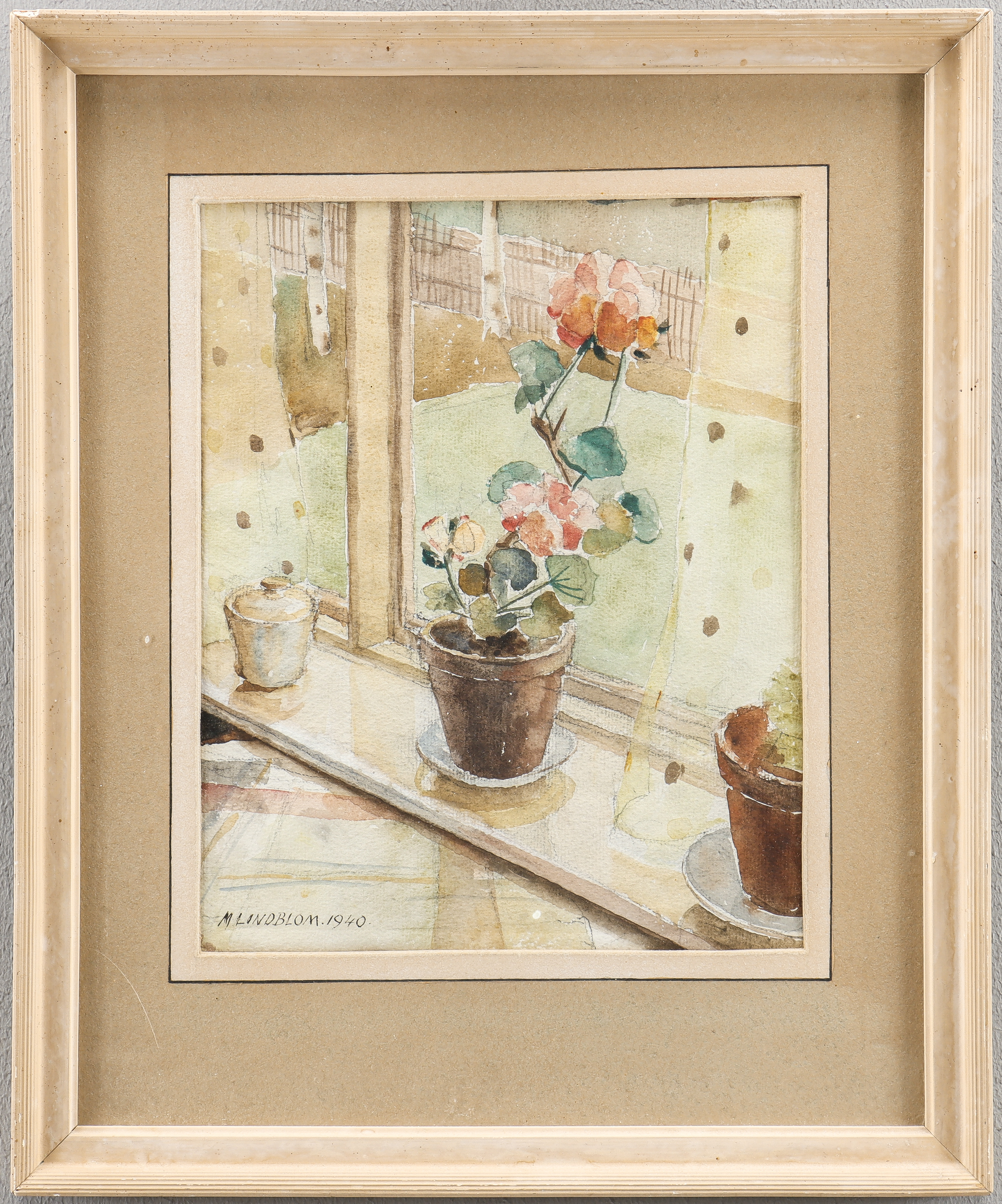 MÄRTA LINDBLOM (1871-1946). Krukväxt i fönster.