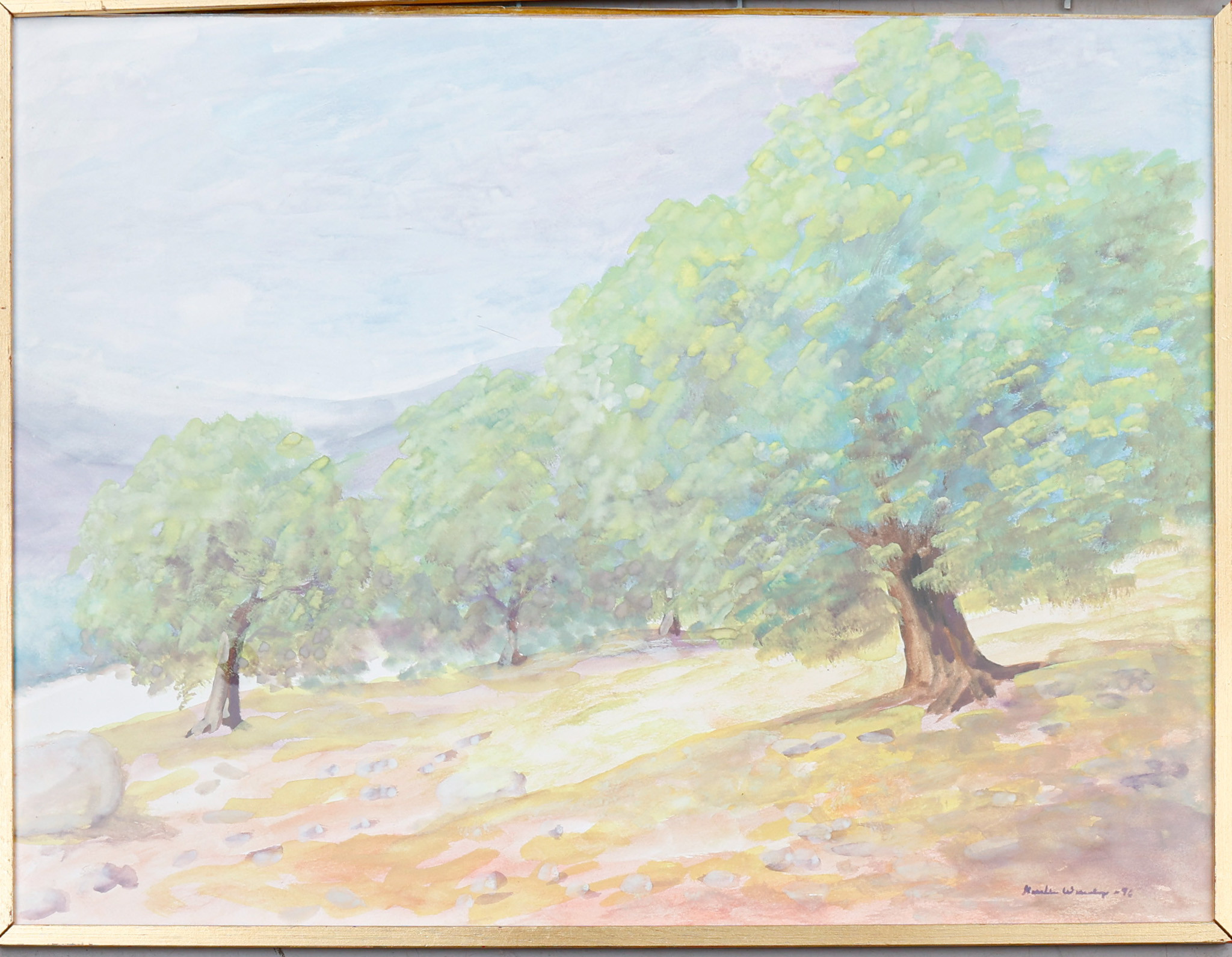 KERSTIN WERNINGE. Akvarell, " olivlunden ", daterad -96, signerad.