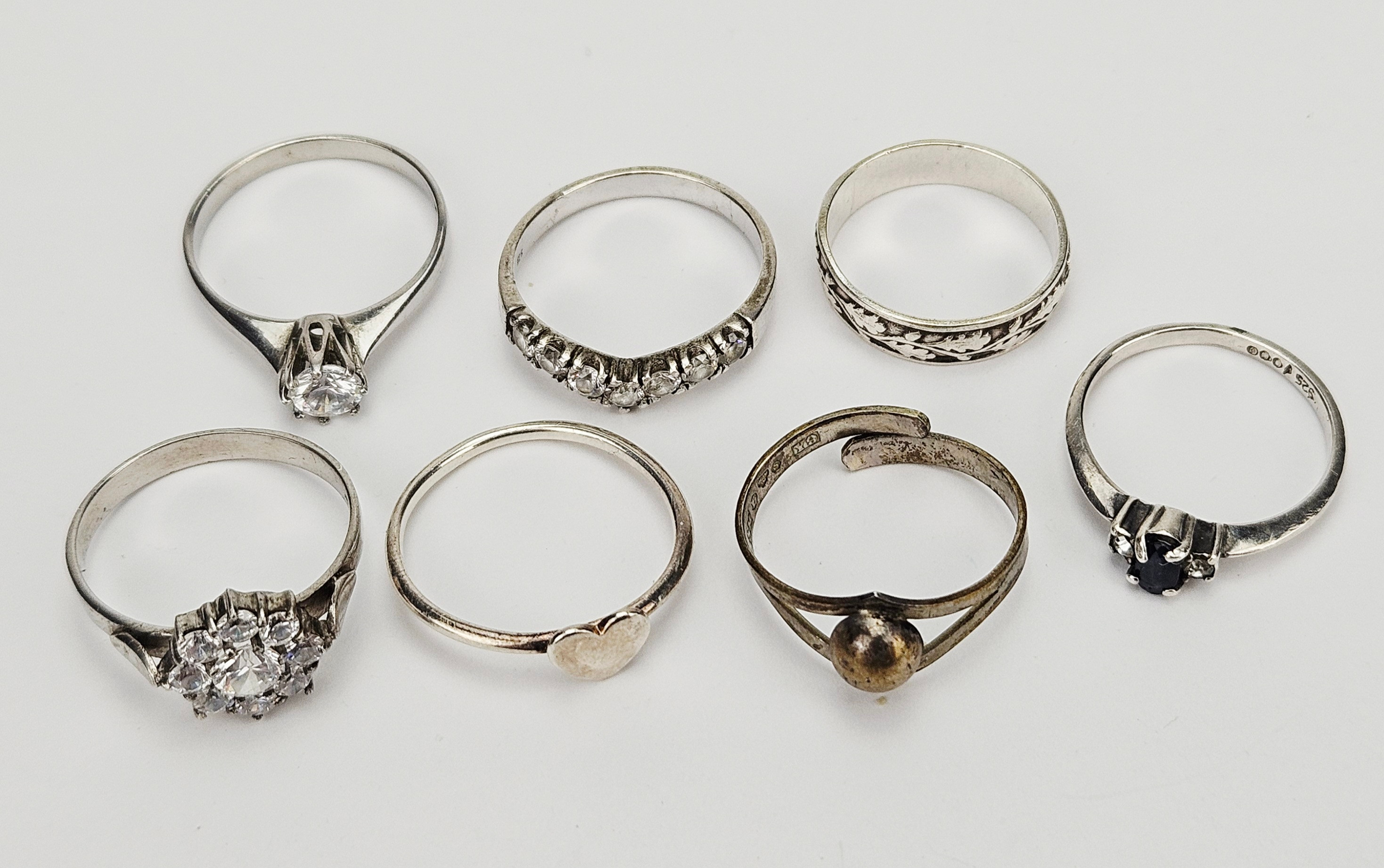 RINGAR, 7 st, silver, 1900-tal.