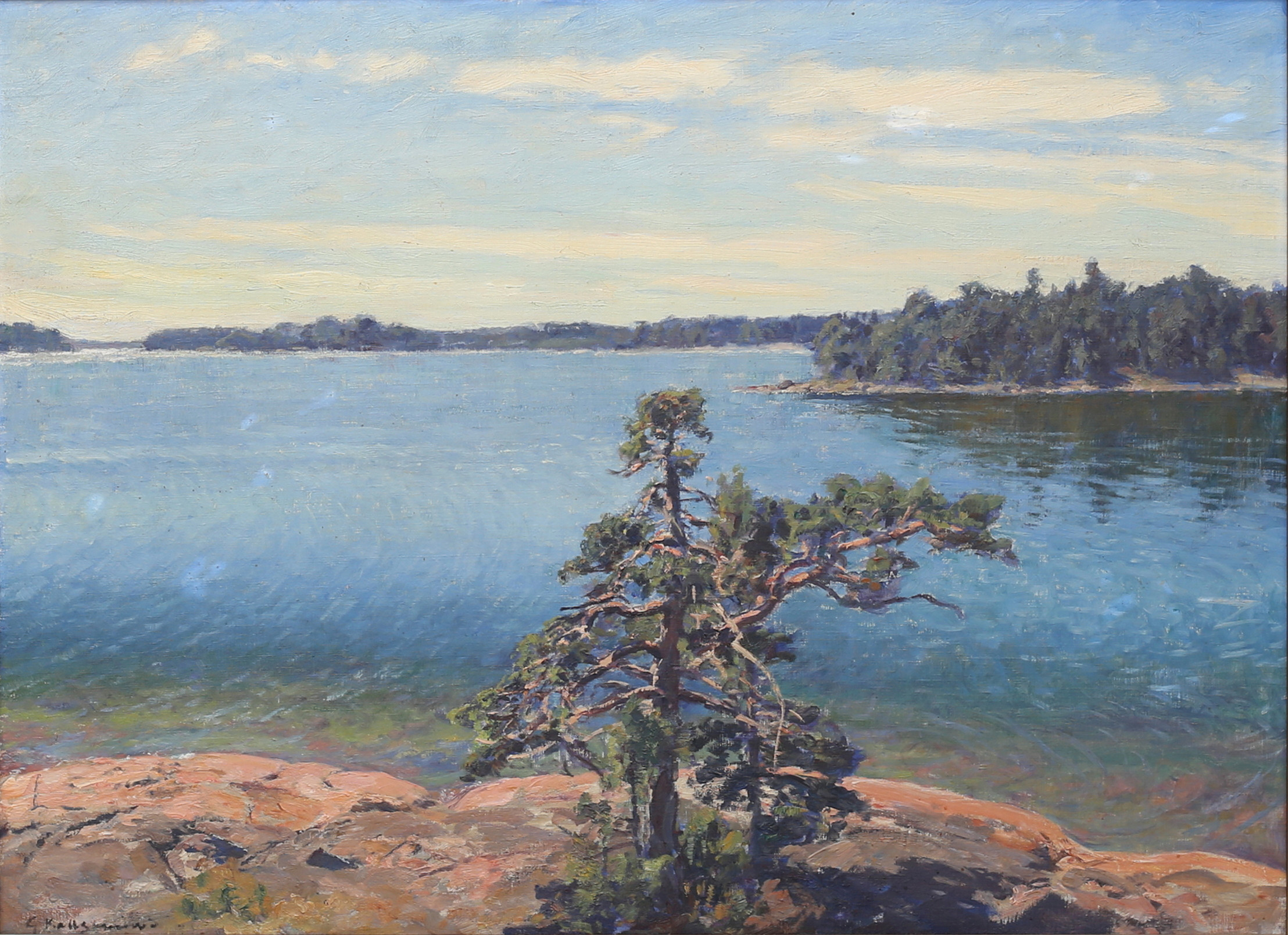 GOTTFRID KALLSTENIUS. Motiv från Tjust skärgård. Olja på duk, signerad.