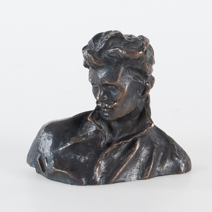 CARL ELDH. EFTER. Skulptur, patinerad brons, "Den unge Strindberg i Skärgården", signerad.