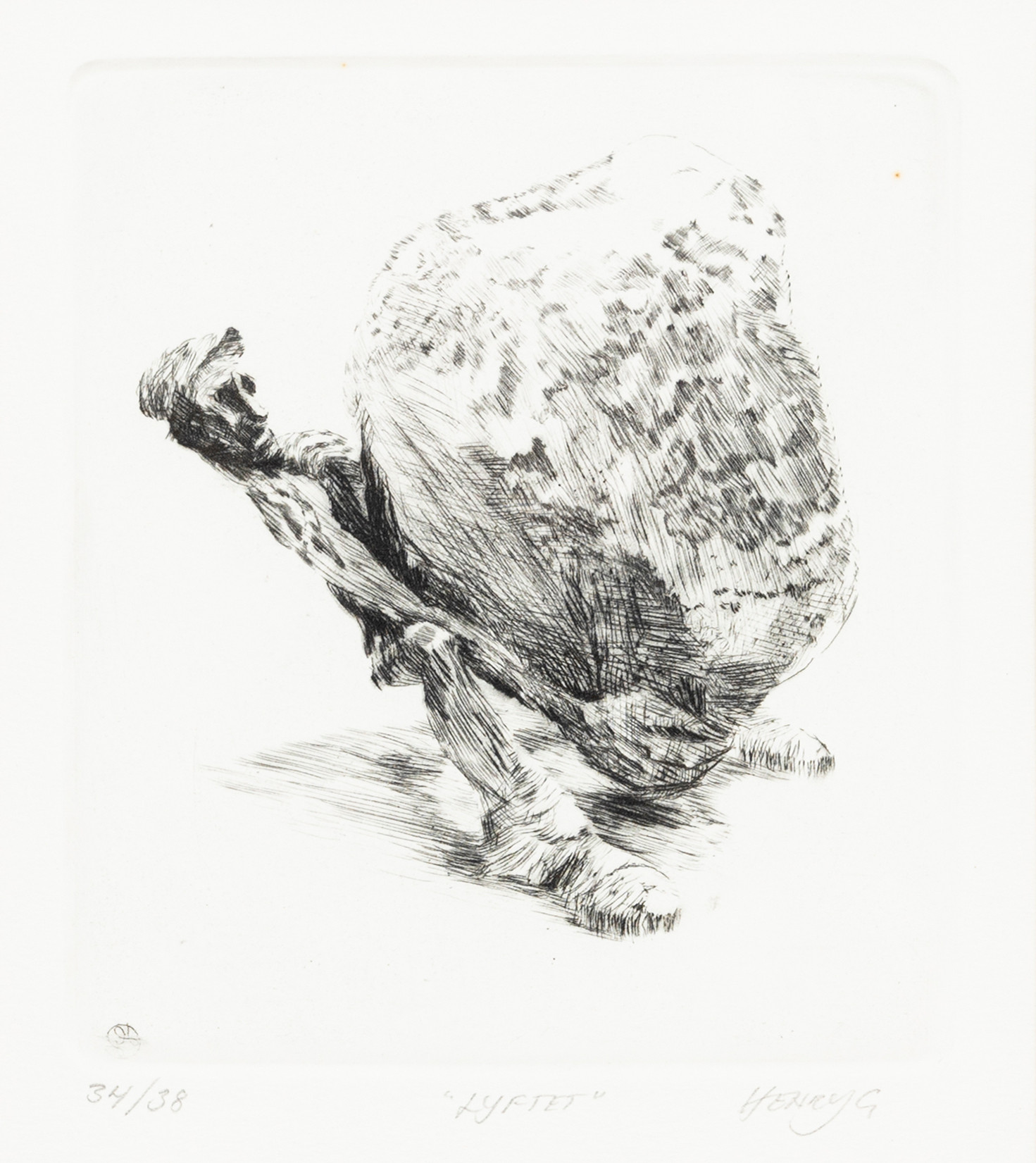 HENRY GUSTAFSSON. "Lyftet", etsning, signerad och numrerad, Henry G, 34/38.