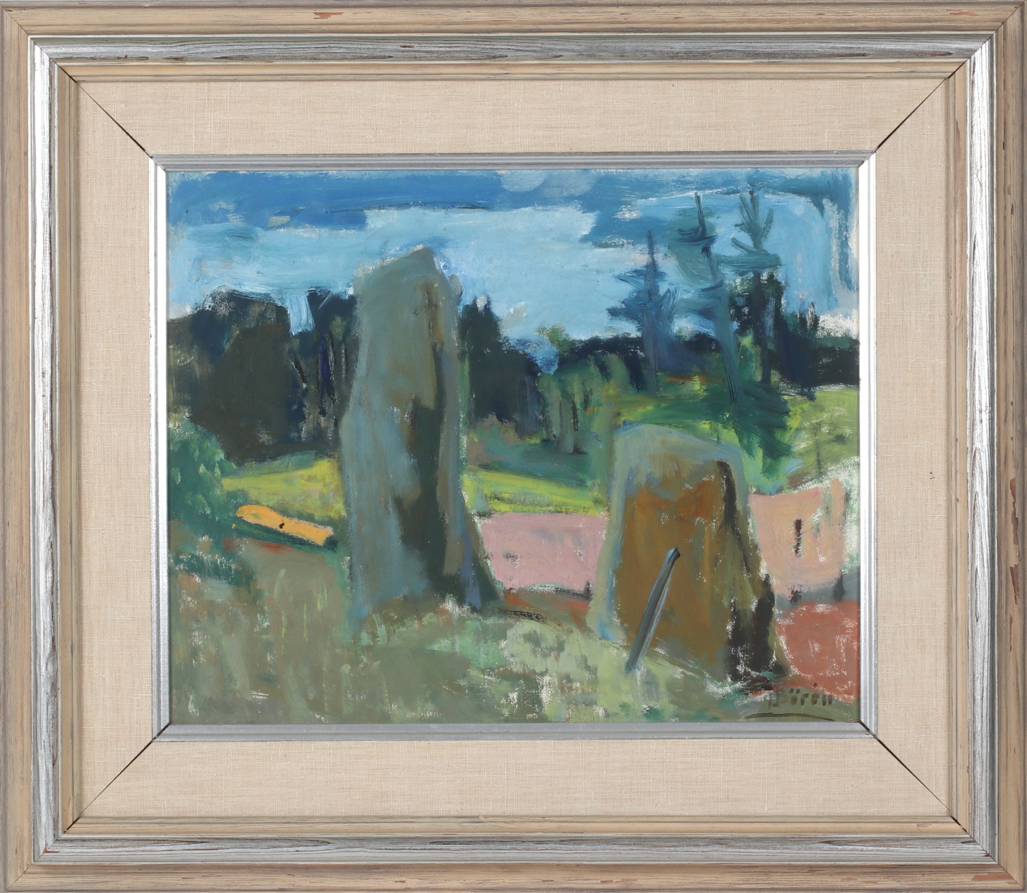 JOHN BÖRÉN. Landskap, olja på pannå, signerad.