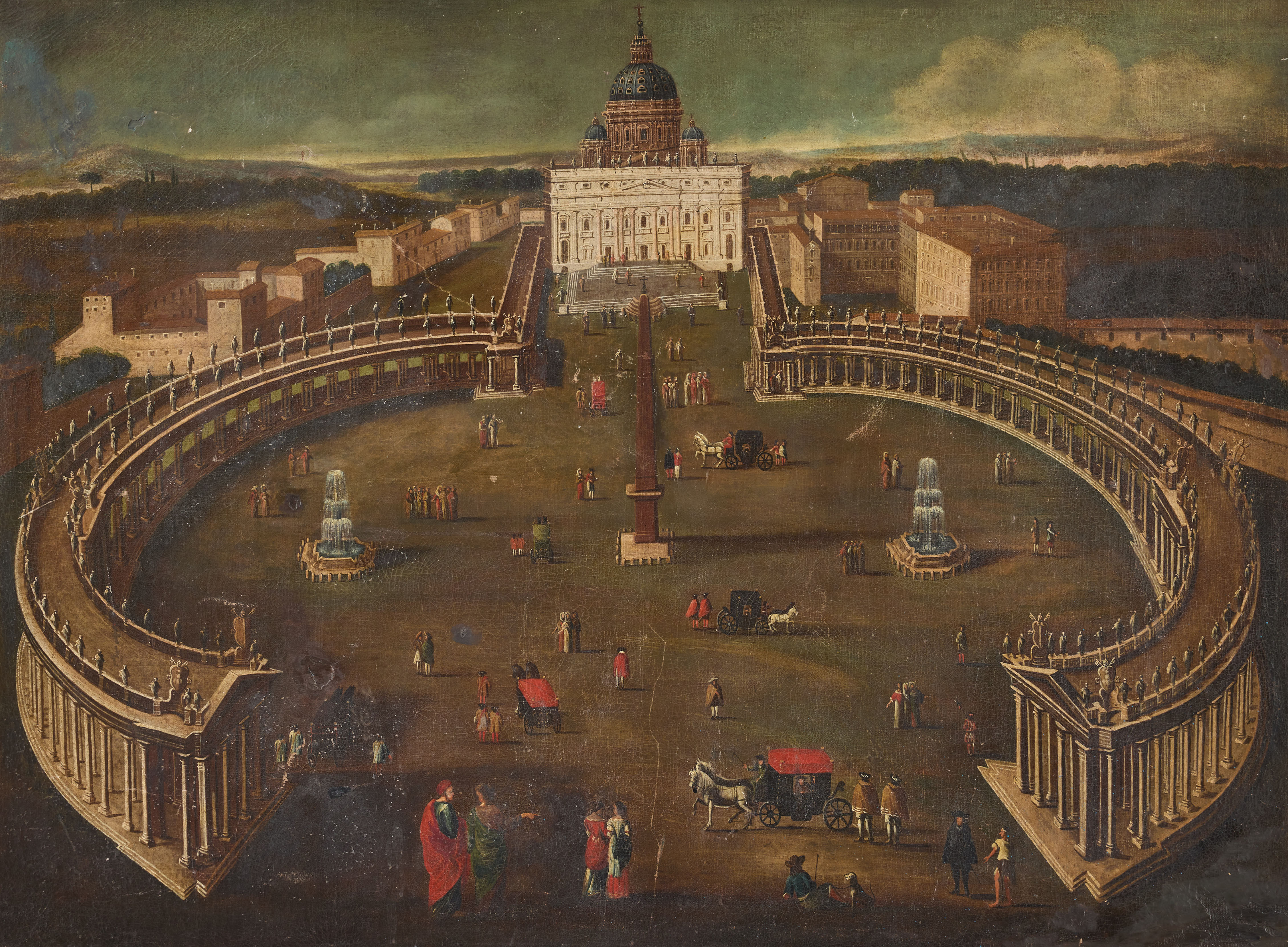 ITALIAN SCHOOL, 18TH CENTURY. View of the Saint Peter’s Square with Saint Peter's Basilica, Vatican.