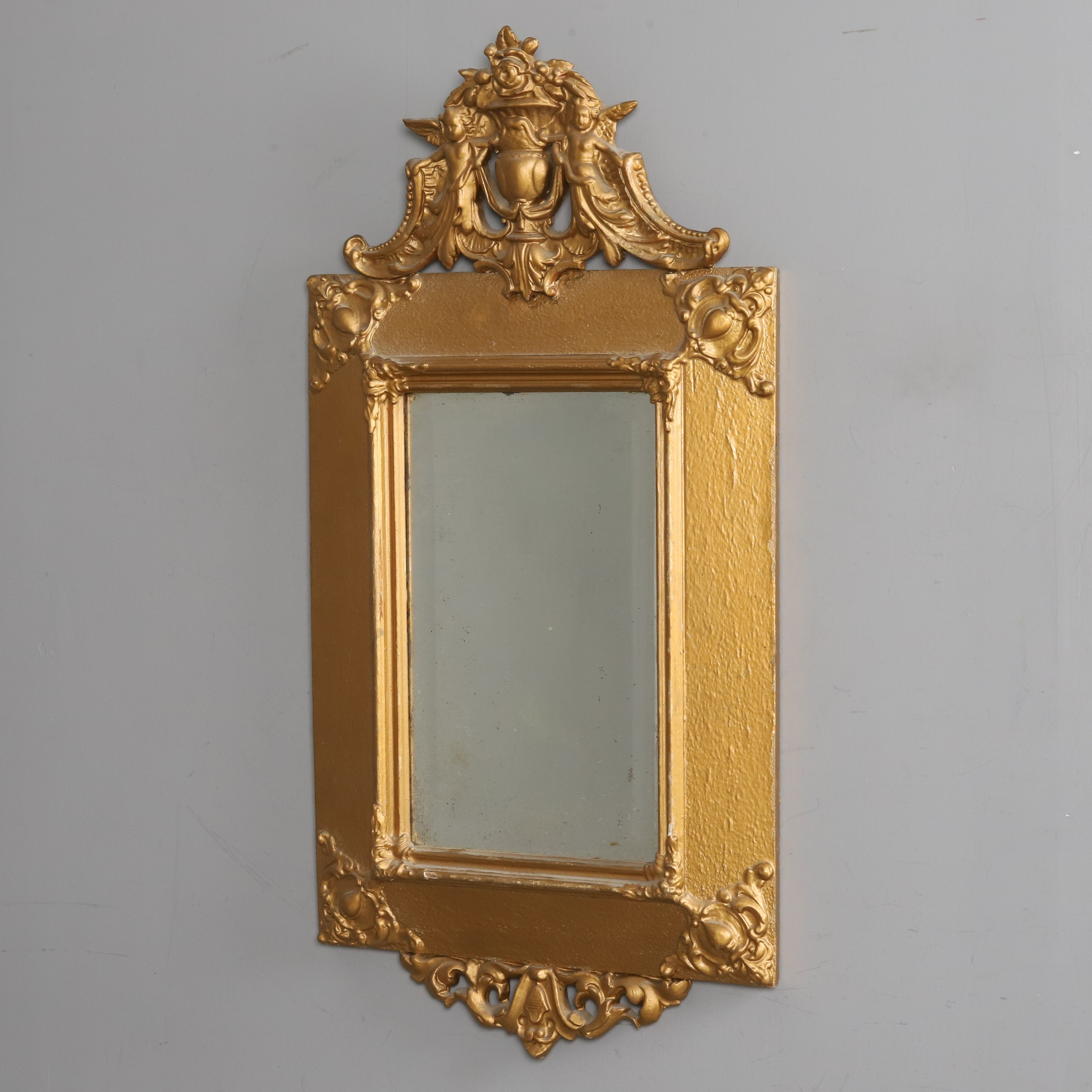 SPEGEL. Fasett slipat glas med träram, nyrokoko, 1800-tal.