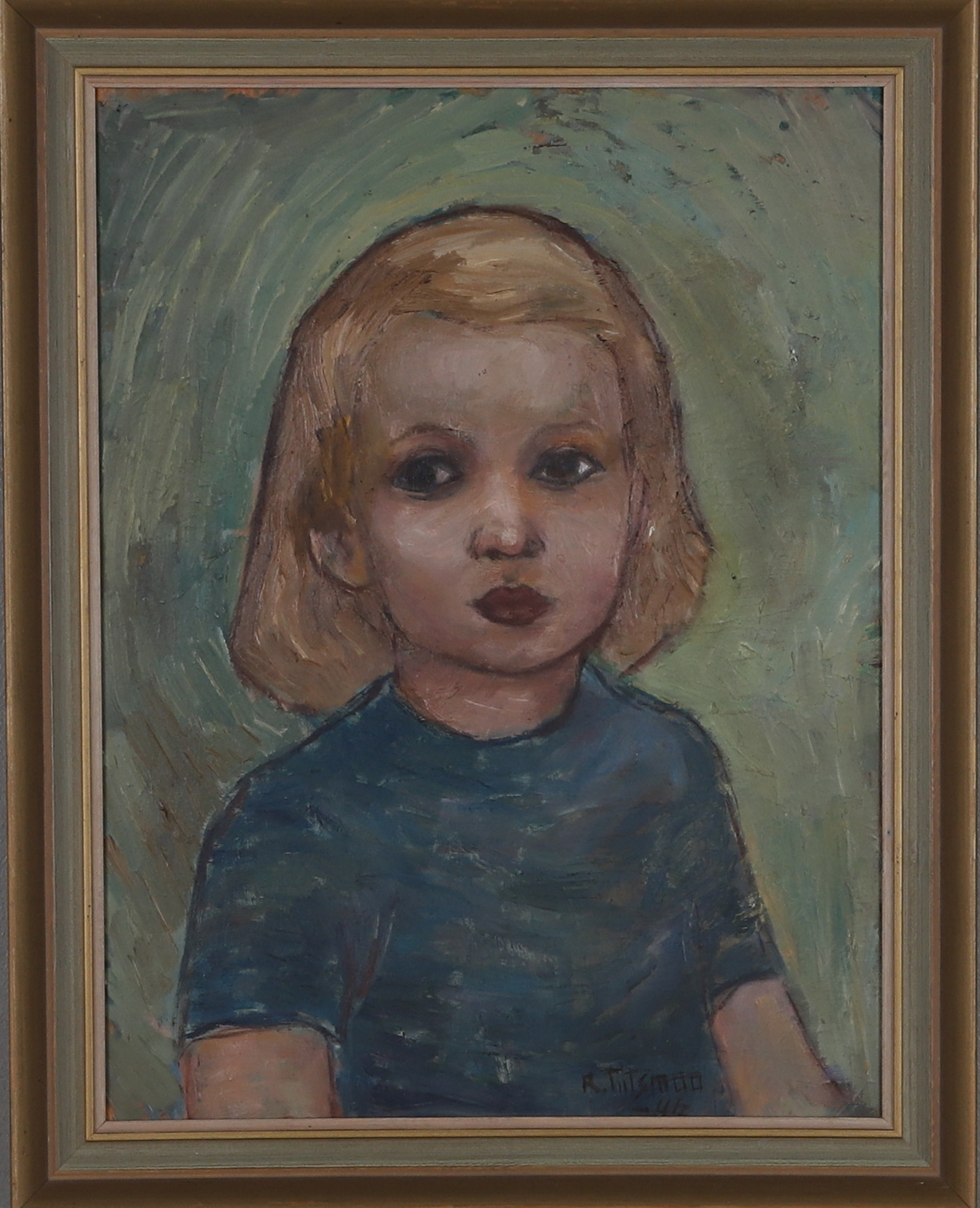 OIDENTIFIERAD KONSTNÄR. olja på pannå, signerad och daterad-46.
