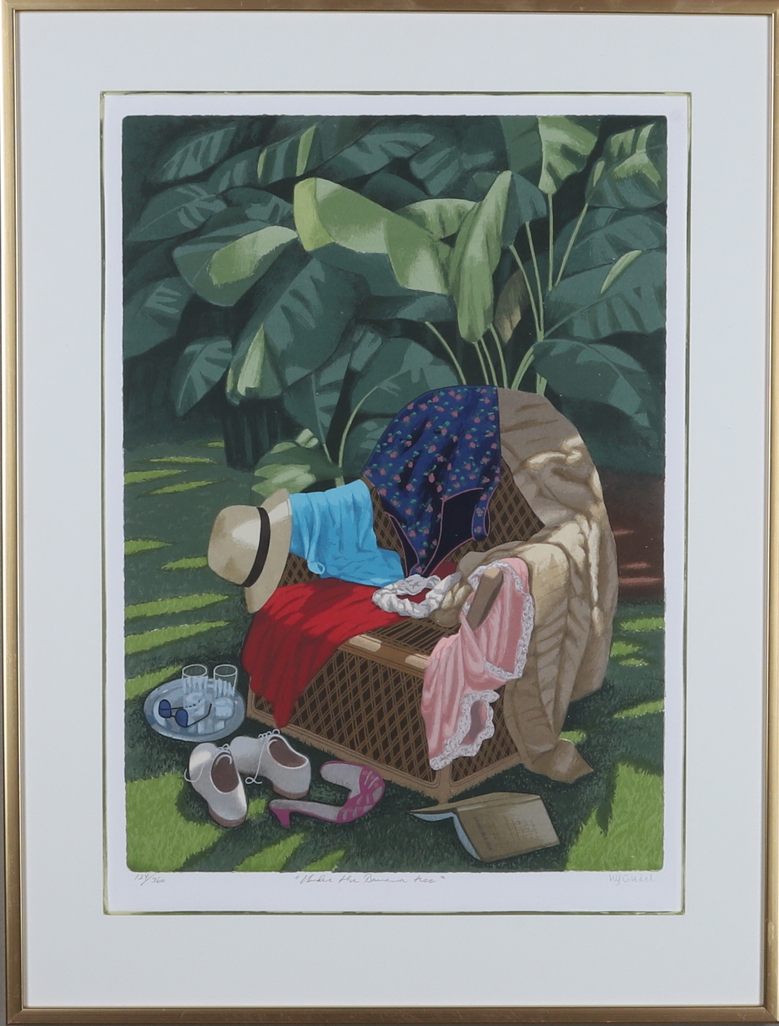 ULF GREDER. "Under the banana tree", färglitografi, signerad samt numrerad 124/360.