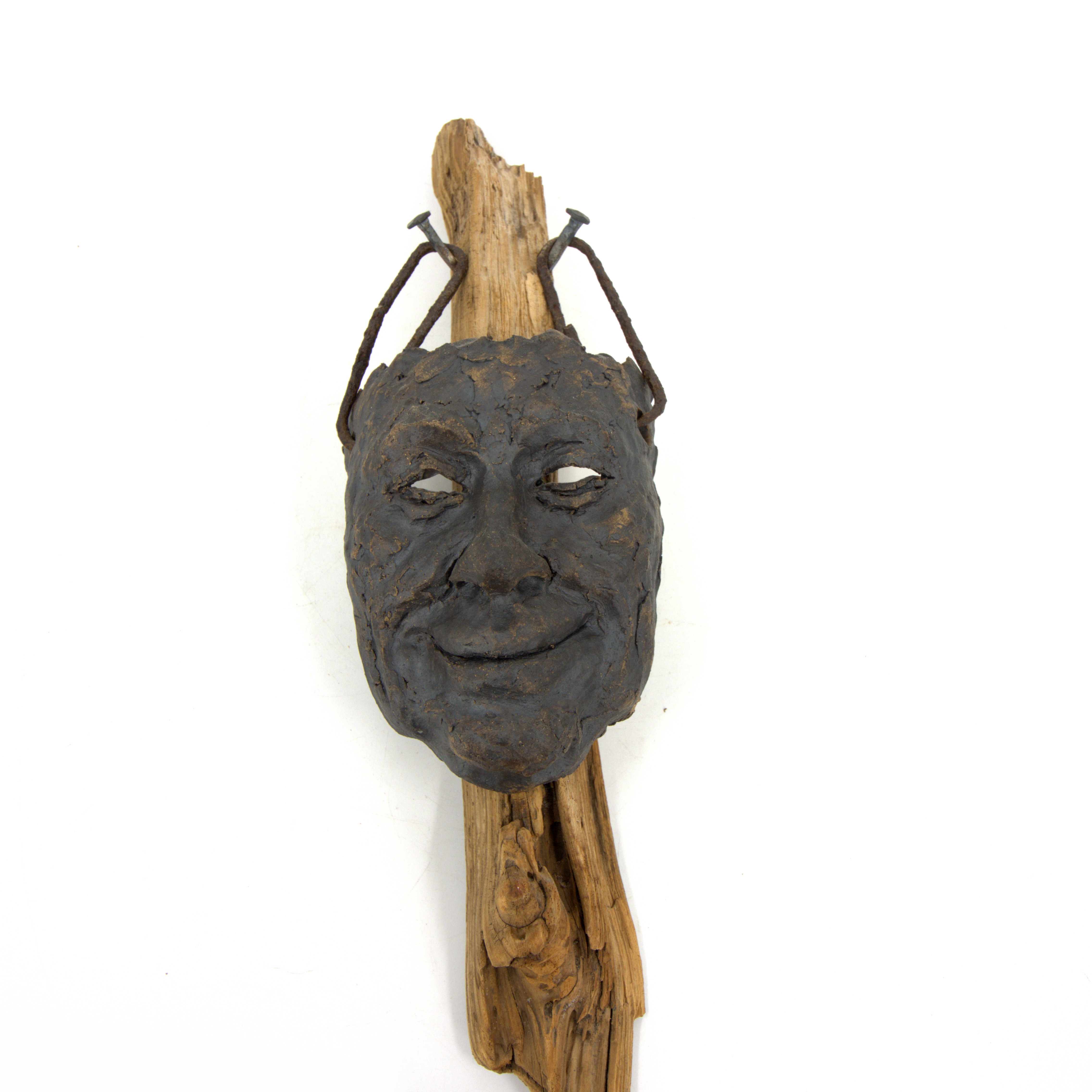 MARIANNE NORDSTRÖM. Skulptur, ansikte på gycklare, stengods, vrakgods, järn, signerad och daterad -95.
