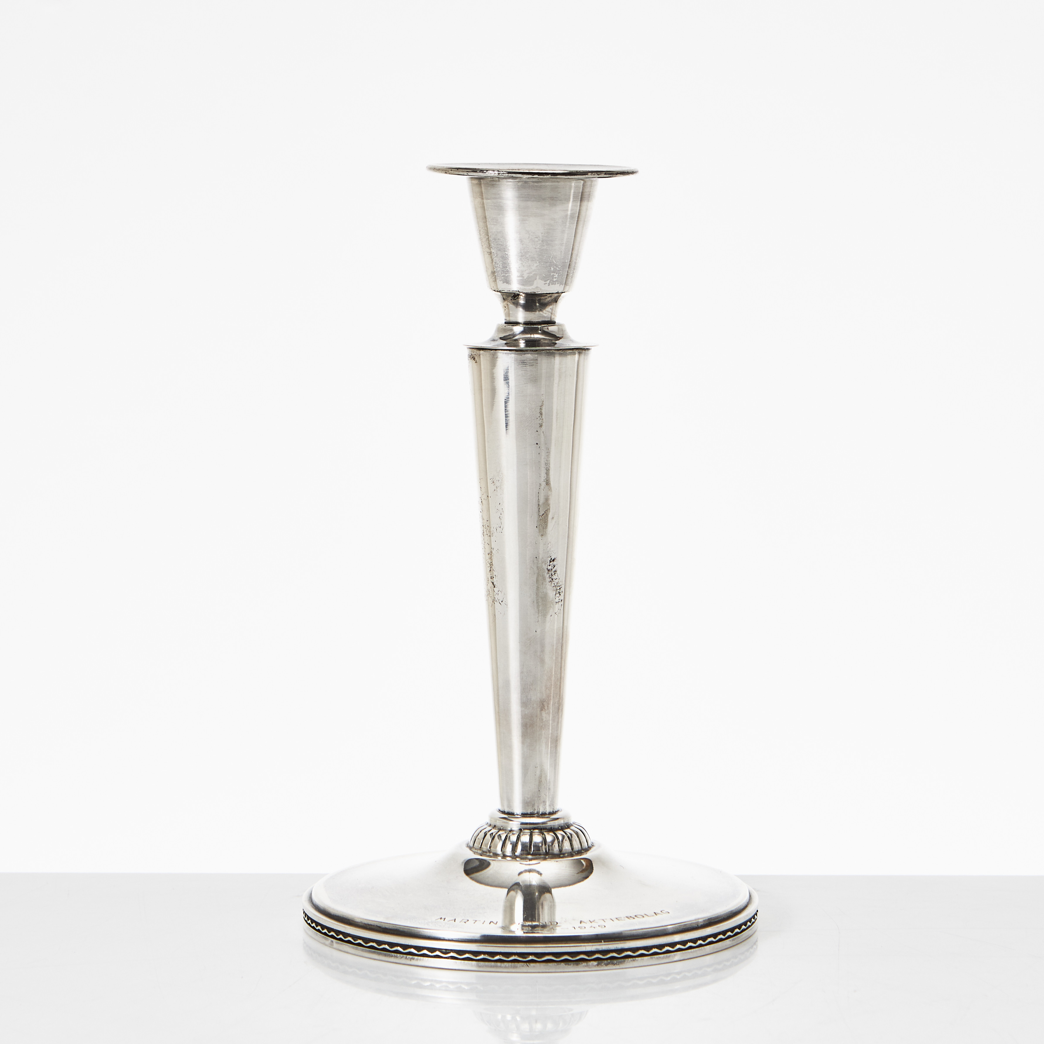 LJUSSTAKE, silver, Eric Råström för firma CG Råström, Stockholm 1952.