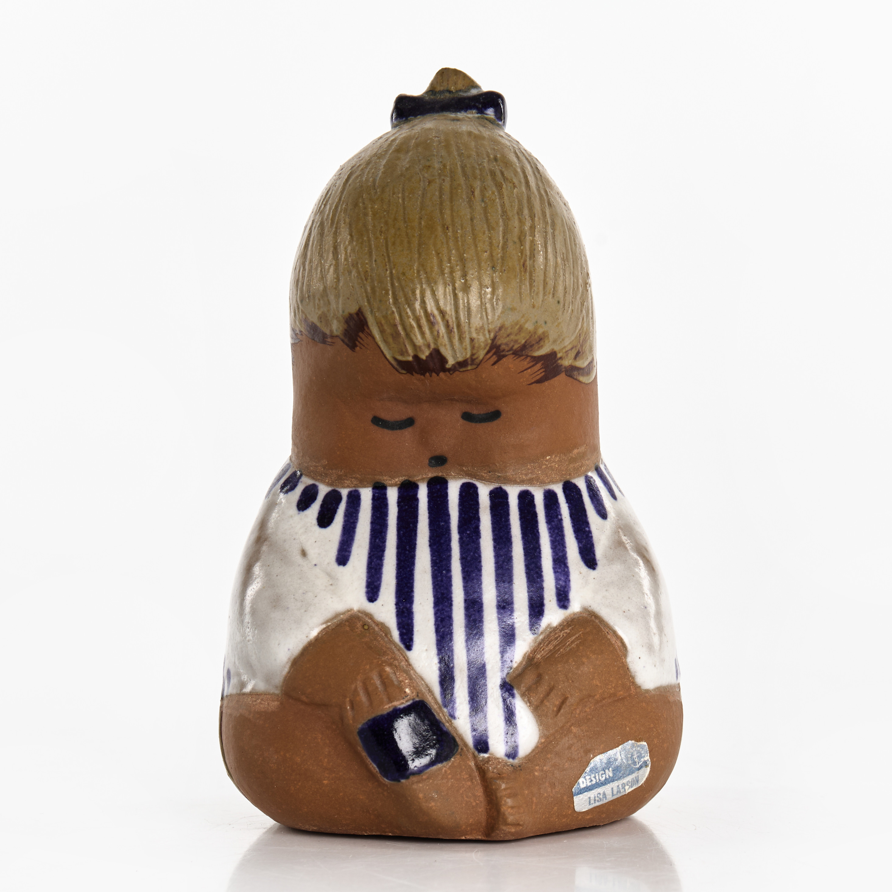 LISA LARSON, "Johanna", etikettmärkt, Gustavsberg, delvis glaserad, stämpel undertill.