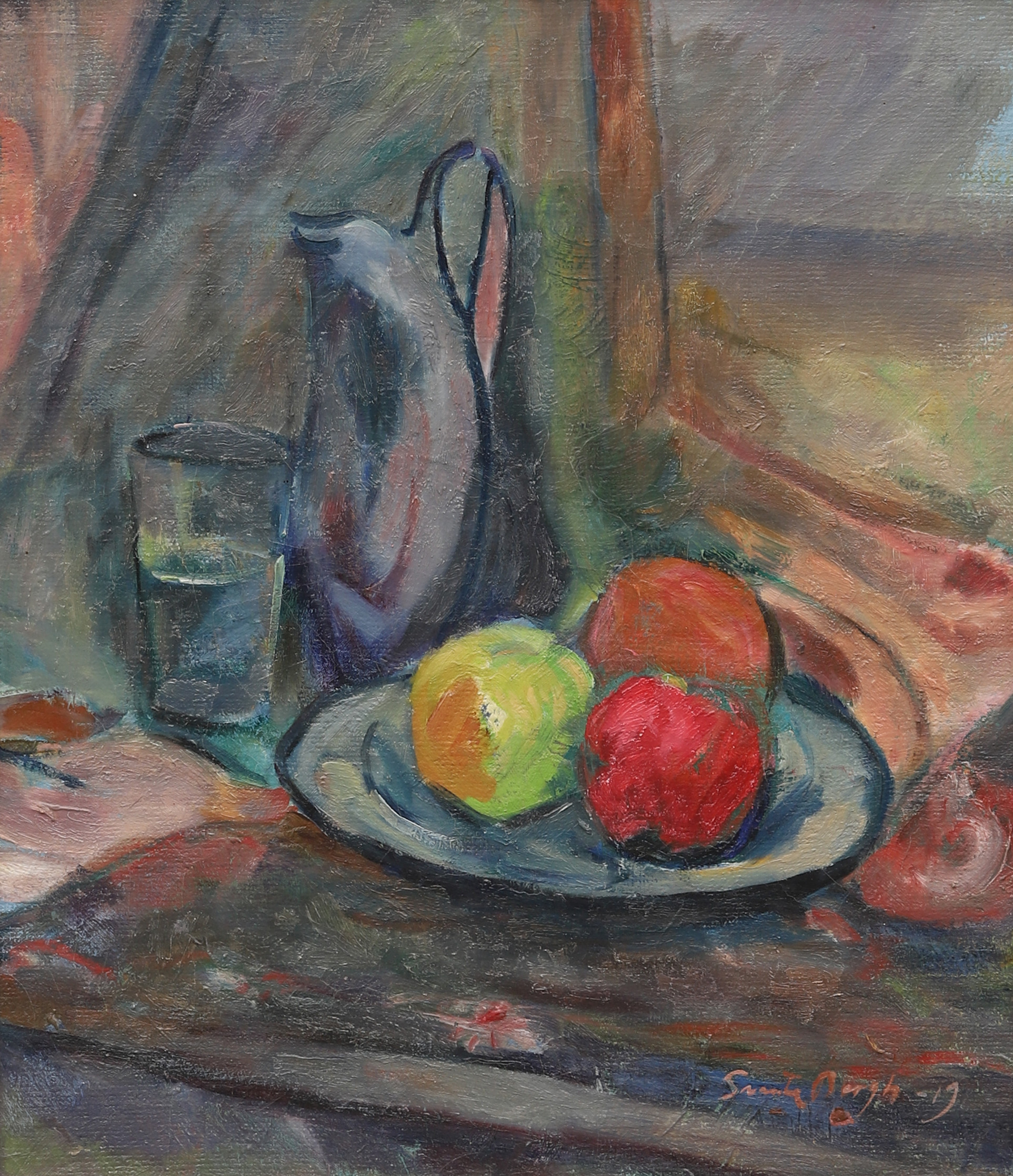 SVANTE BERGH. "Frukter på fat, kanna och glas" signerad och daterad 1919.