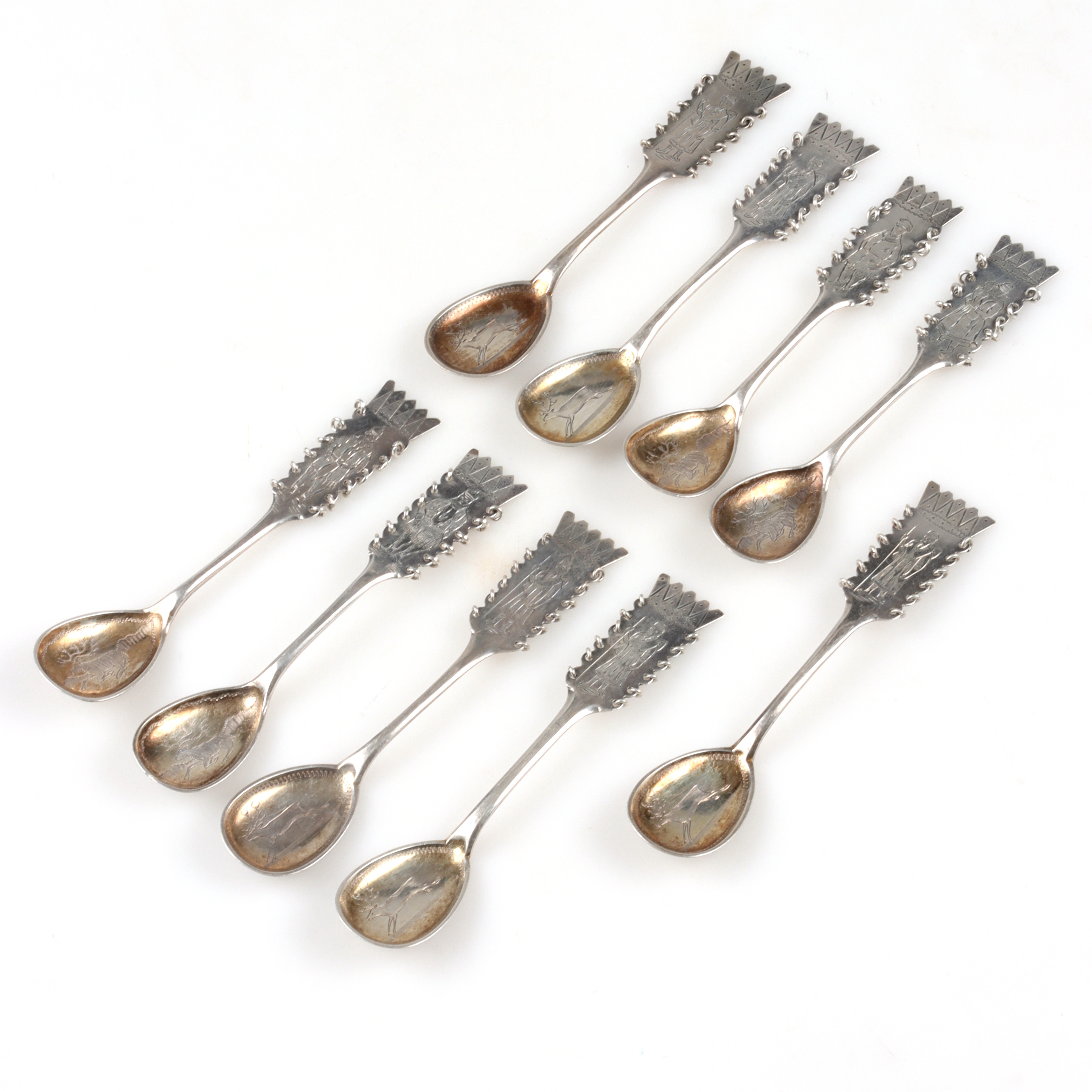 KAFFESKEDAR, 9 st, silver, 1900-talets första hälft.