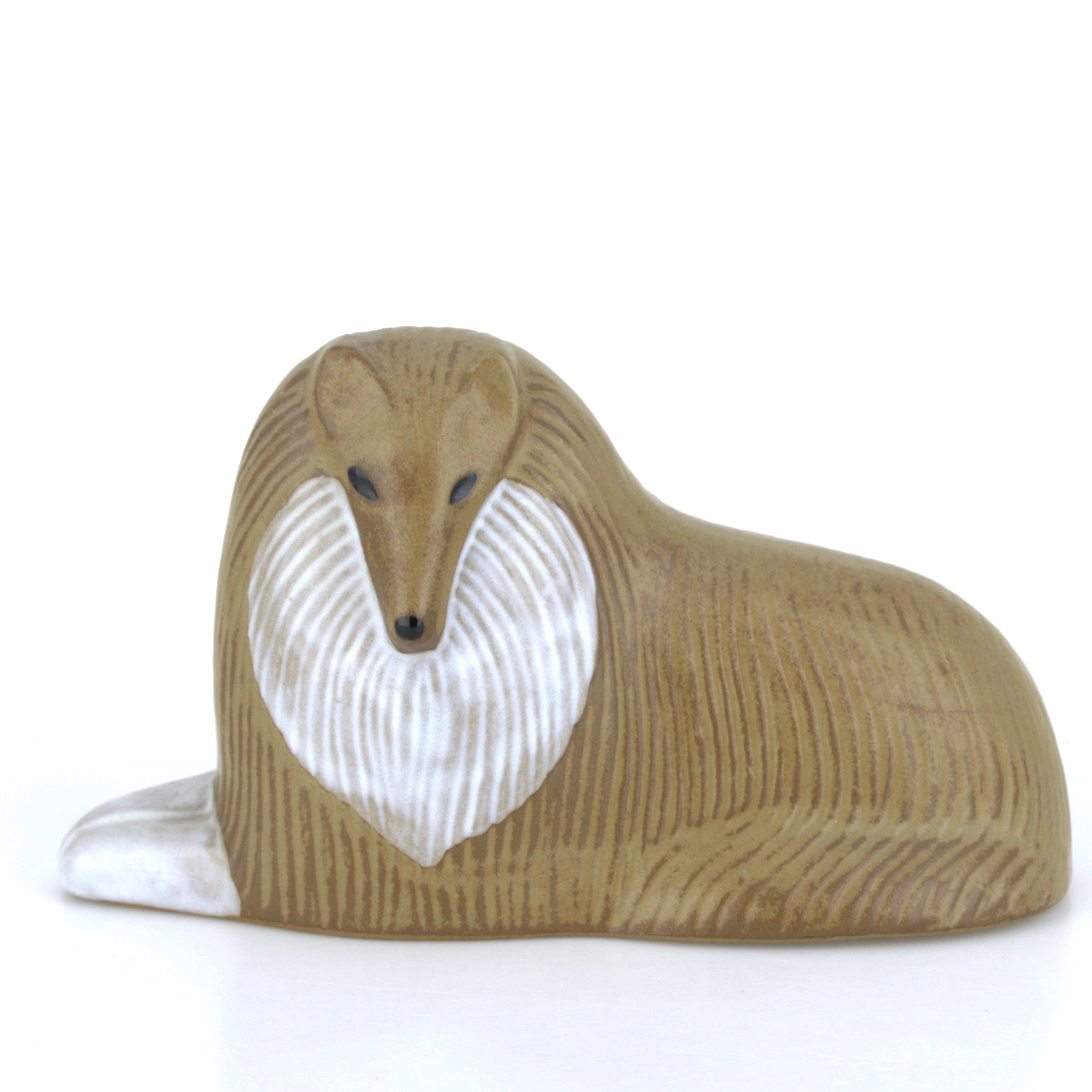 LISA LARSON. Figurin, "Collie" ur serien Vov, stengods, för Åhléns, etikettmärkt.