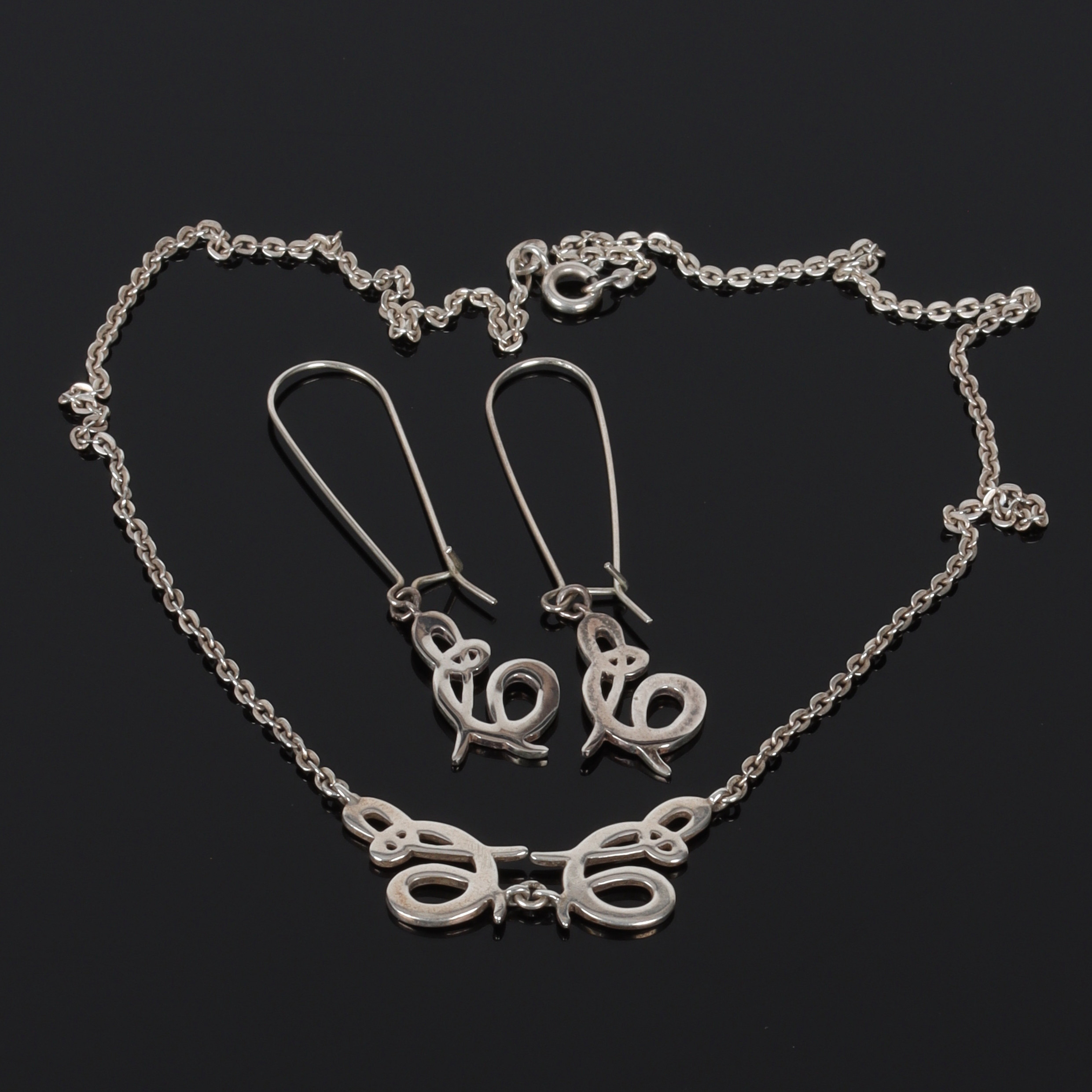 EFVA ATTLING. Halskedja och örhängen. sterlingsilver, 19/2000-tal.