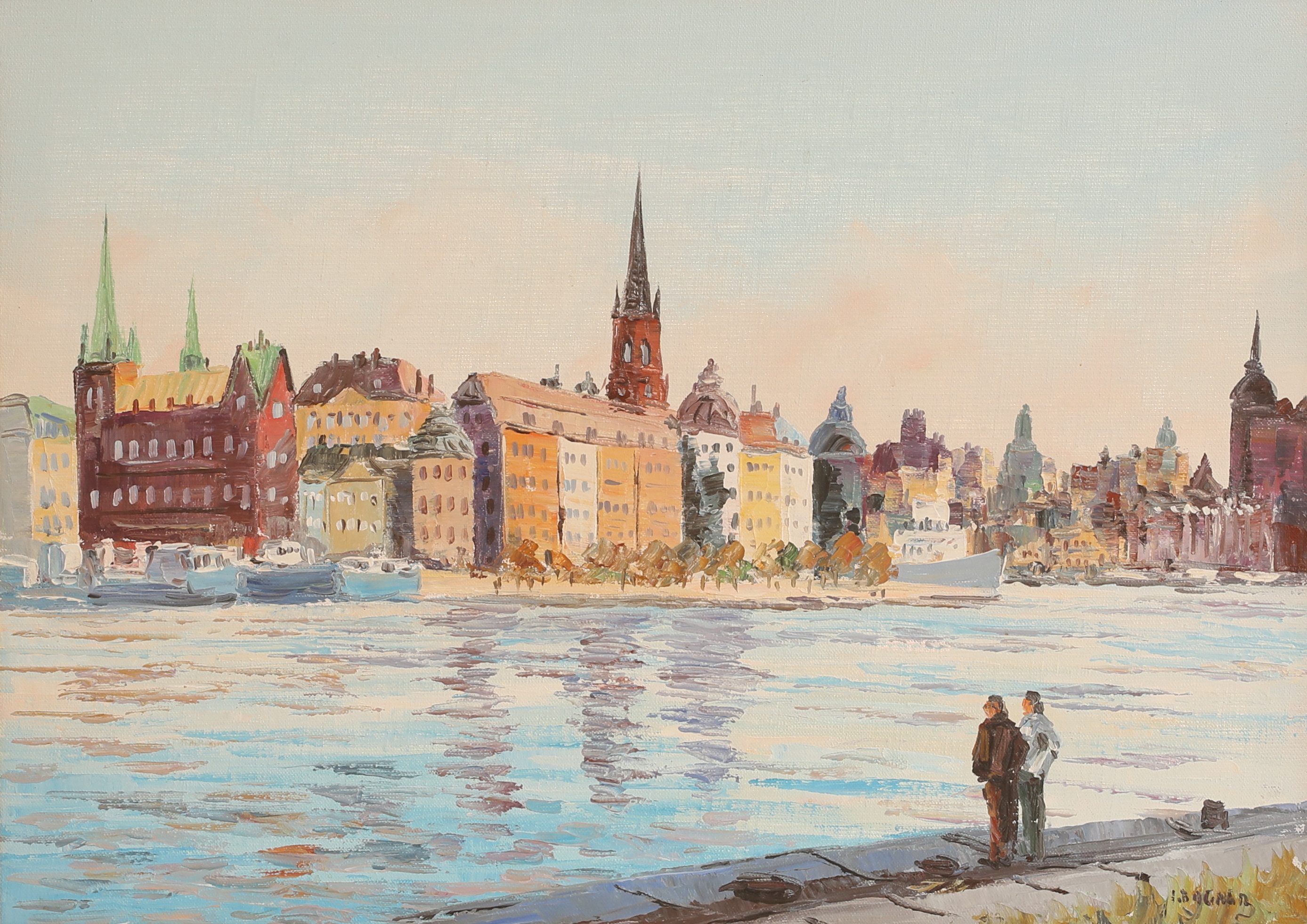 ISVAN BOGNAR. Olja på duk, "Stockholm", signerad.