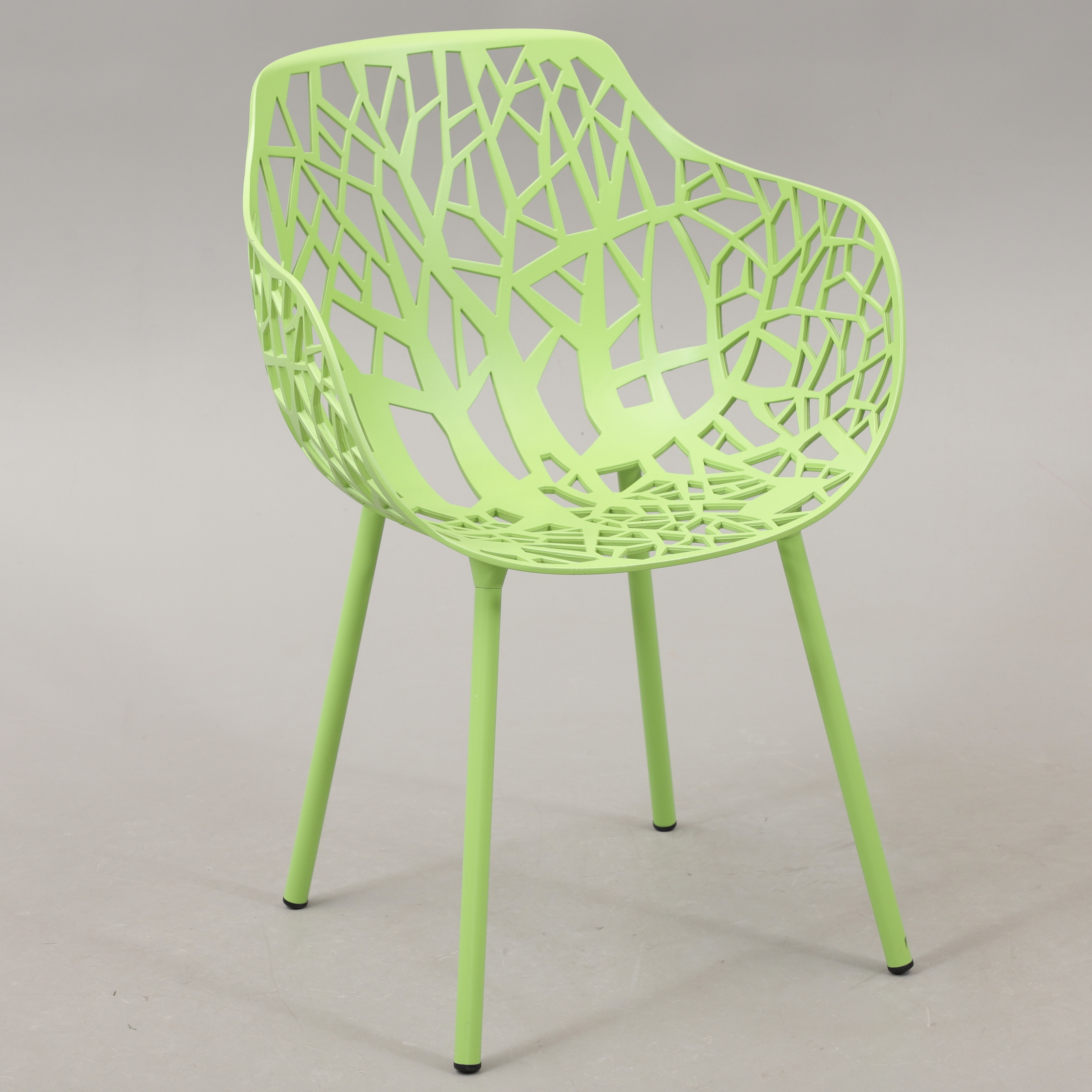 ROBBY & FRANCESCA CANTARUTTI. Karmstol, lackerad metall, "Forest". Fast, Made in Italy.
