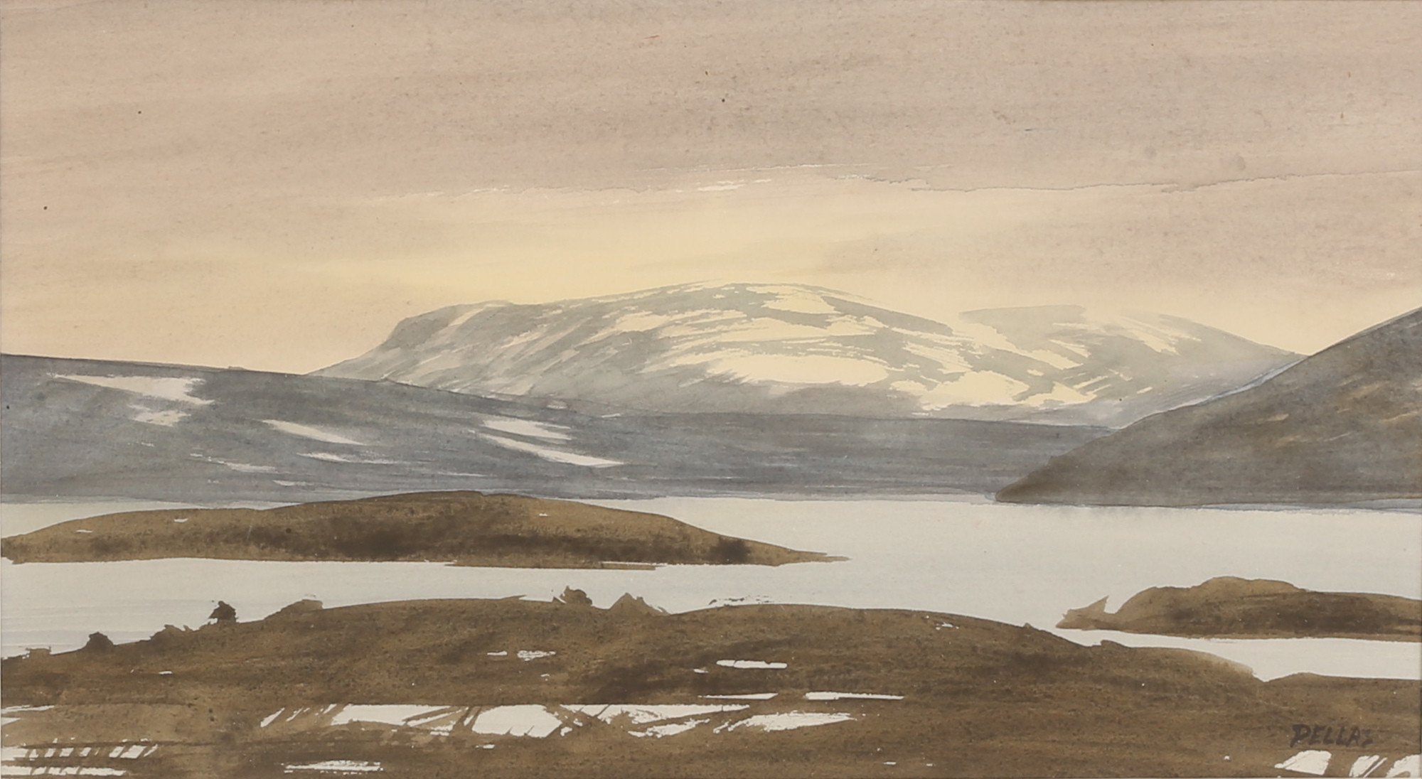 PELLAS G HANSSON. Akvarell, fjäll, signerad.