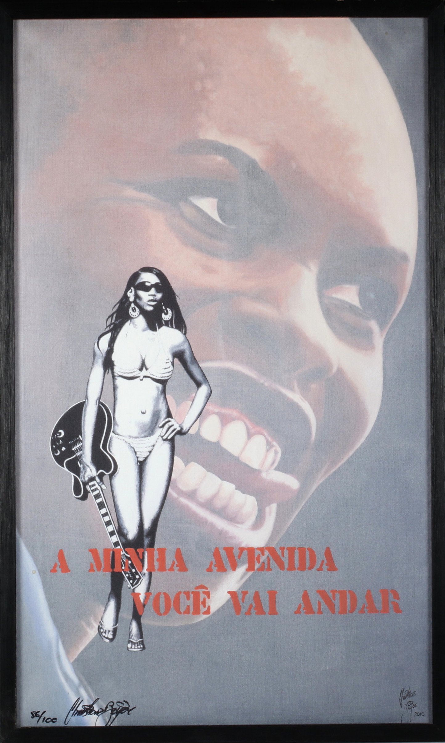 CHRISTIAN BEIJER. "A Minha Avenida Você Vai Andar", serigrafi på canvas, signerad och numrerad 86/100, daterad 2010.