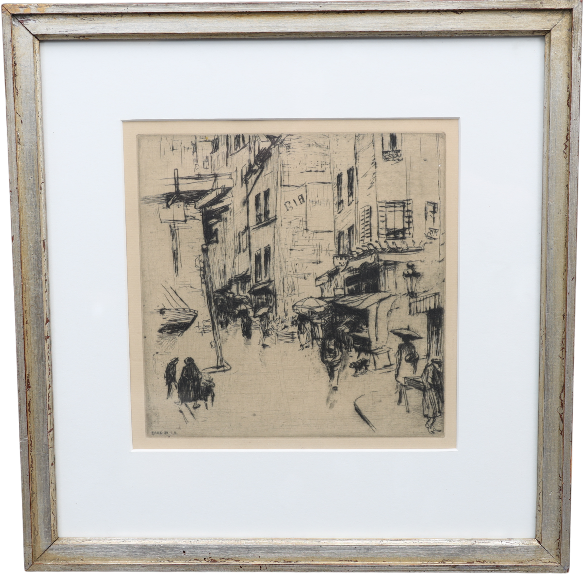 LOUIS BASTIN. Stadsbild, etsning, för föreningen grafisk konst. monogramsignerad i trycket.