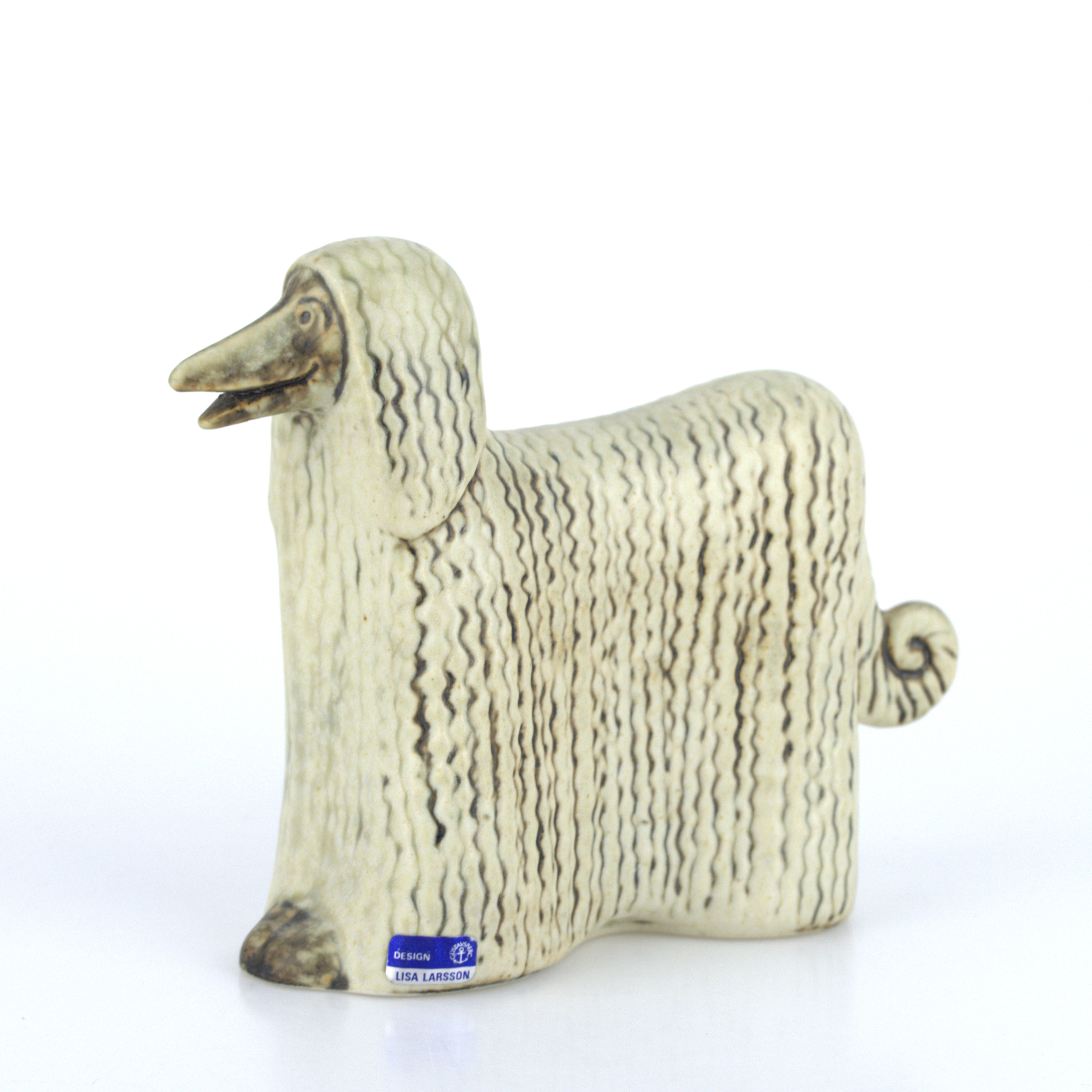 LISA LARSON. Figurin, "Afgan" från serien Kennel, glaserat stengods, etikettmärkt, Gustavsberg.