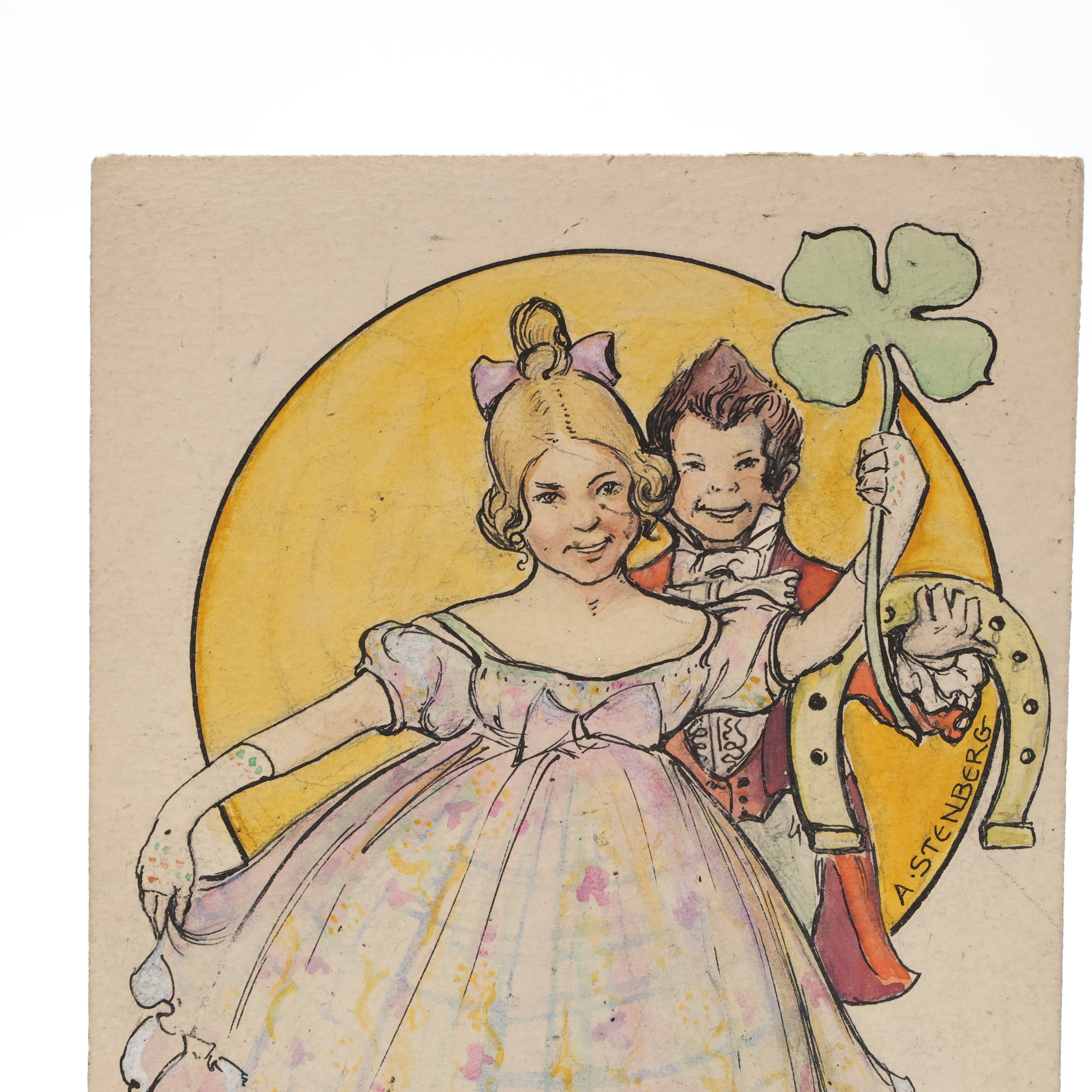 AINA STENBERG-MASOLLE. (1885-1975), blandteknik, "God Jul", signerad A Stenberg.