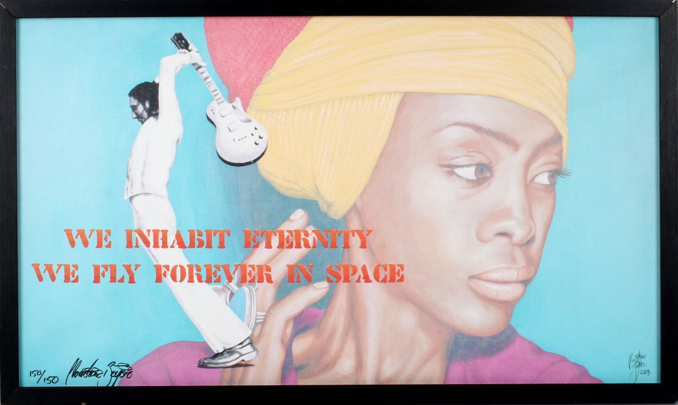 CHRISTIAN BEIJER. "We inhabit eternity, we fly forever in space", serigrafi på duk, signerad och numrerad.