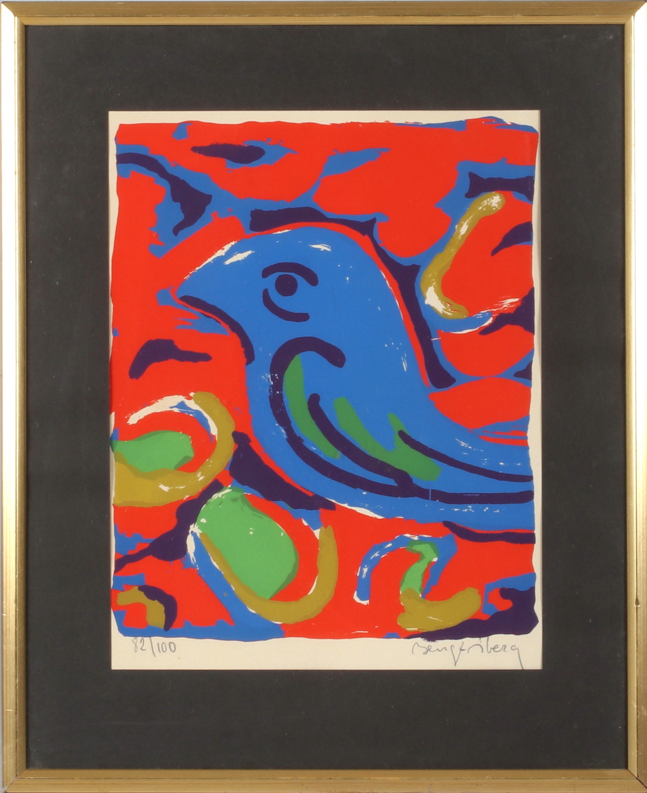 BENGT ÅBERG. Fågelmotiv, färglitografi, signerad och numrerad 82/100.