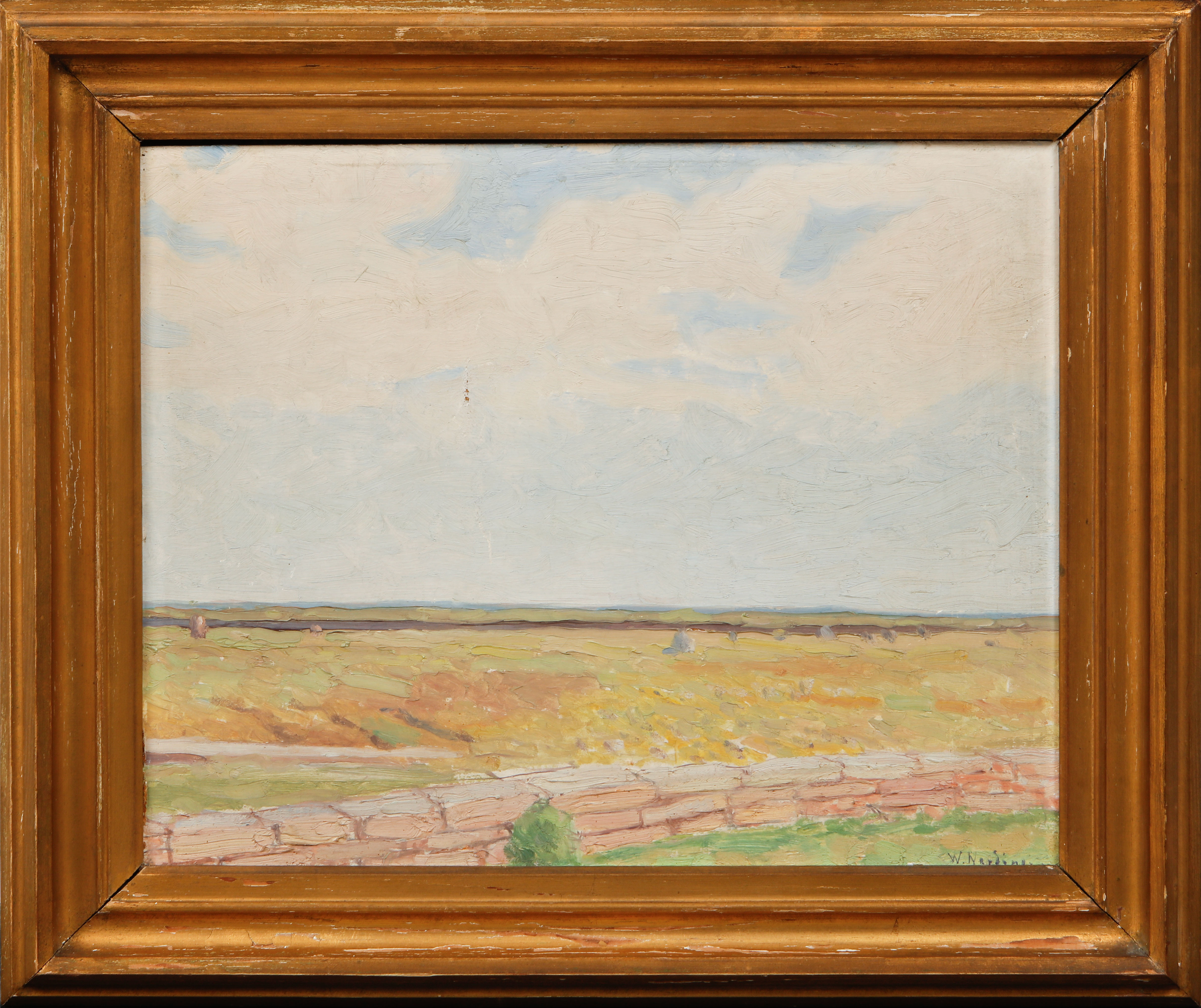 WILLIAM NORDING. Landskap, olja på pannå, signerad.