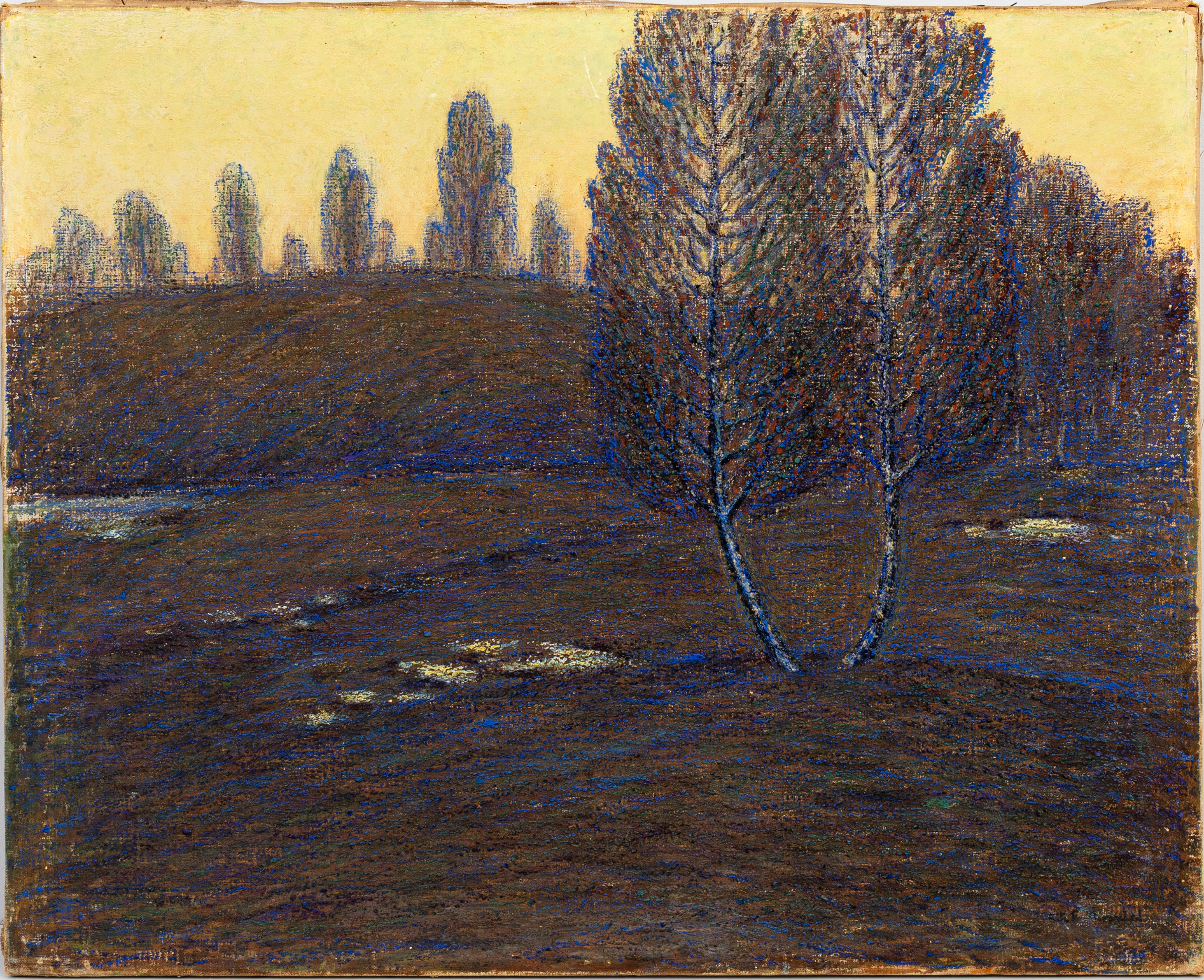 FRITZ EMANUEL REUTERSVÄRD (1879-1956). "Björkdunge i Gryning", olja på duk, Berlin, 1912.
