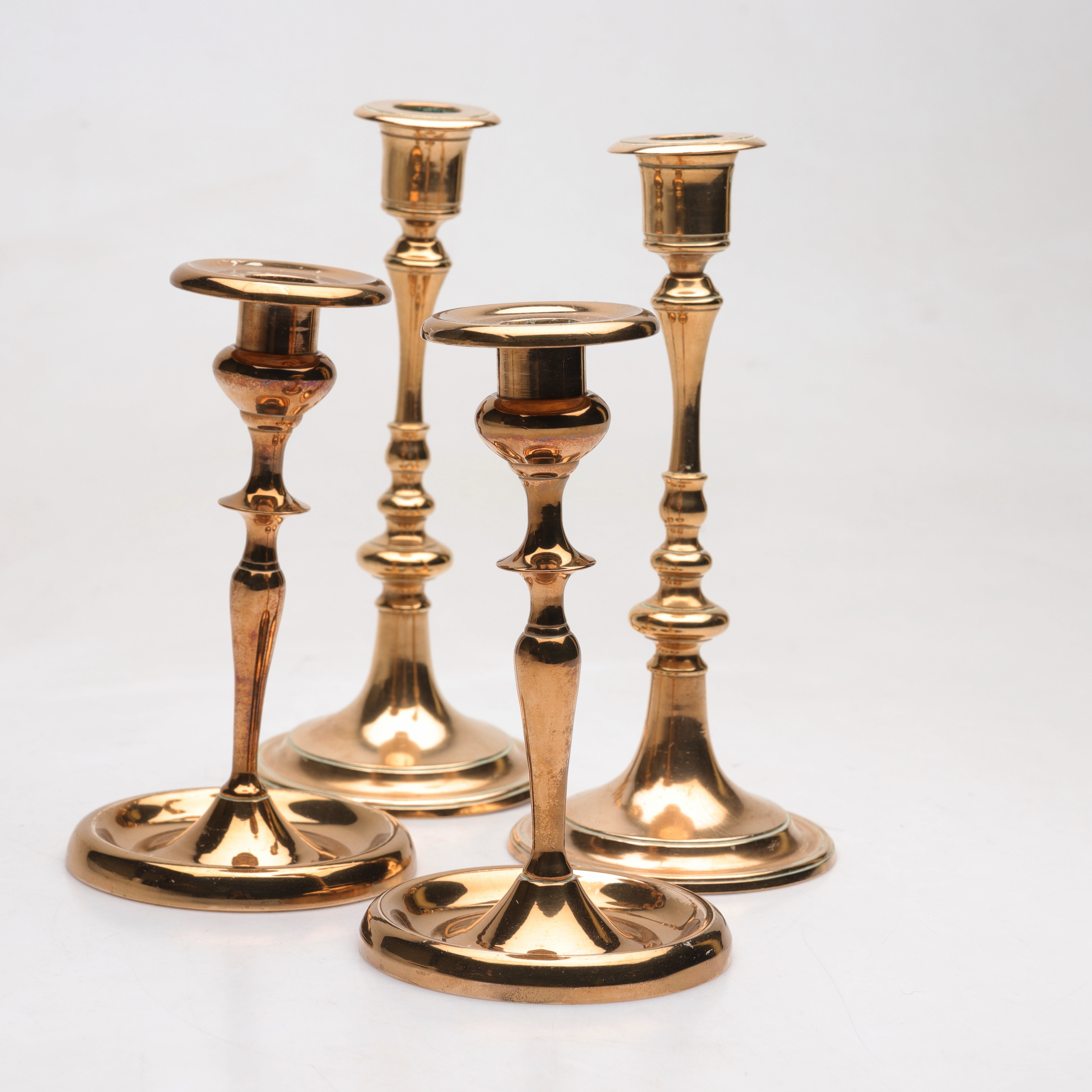 LJUSSTKAR, 2 par, mässiung/malm, Skultuna/Scandic, 18-/1900-tal.