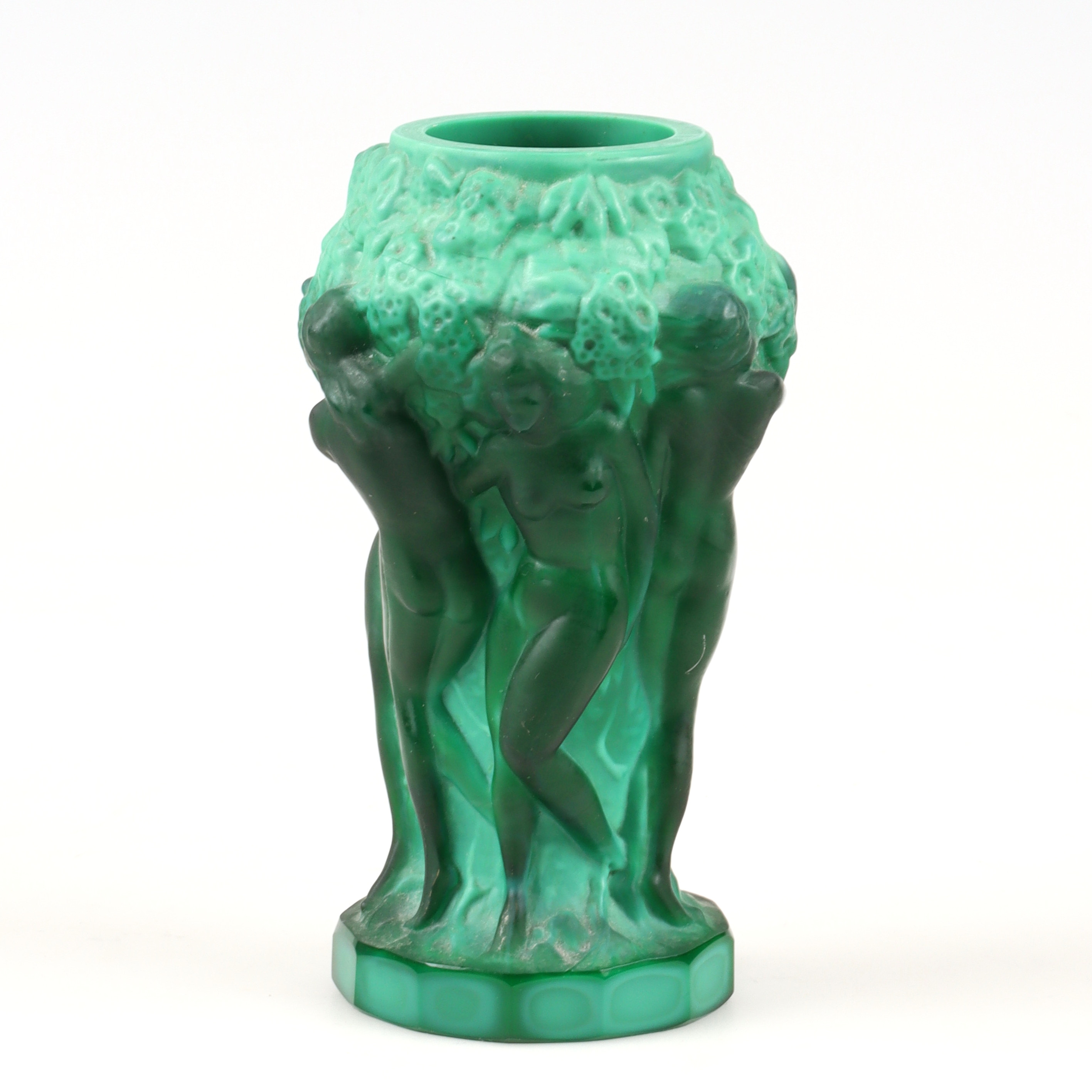 VAS, "Ingrid", malakitglas, efter Henry Schlevogt, 1900-tal.