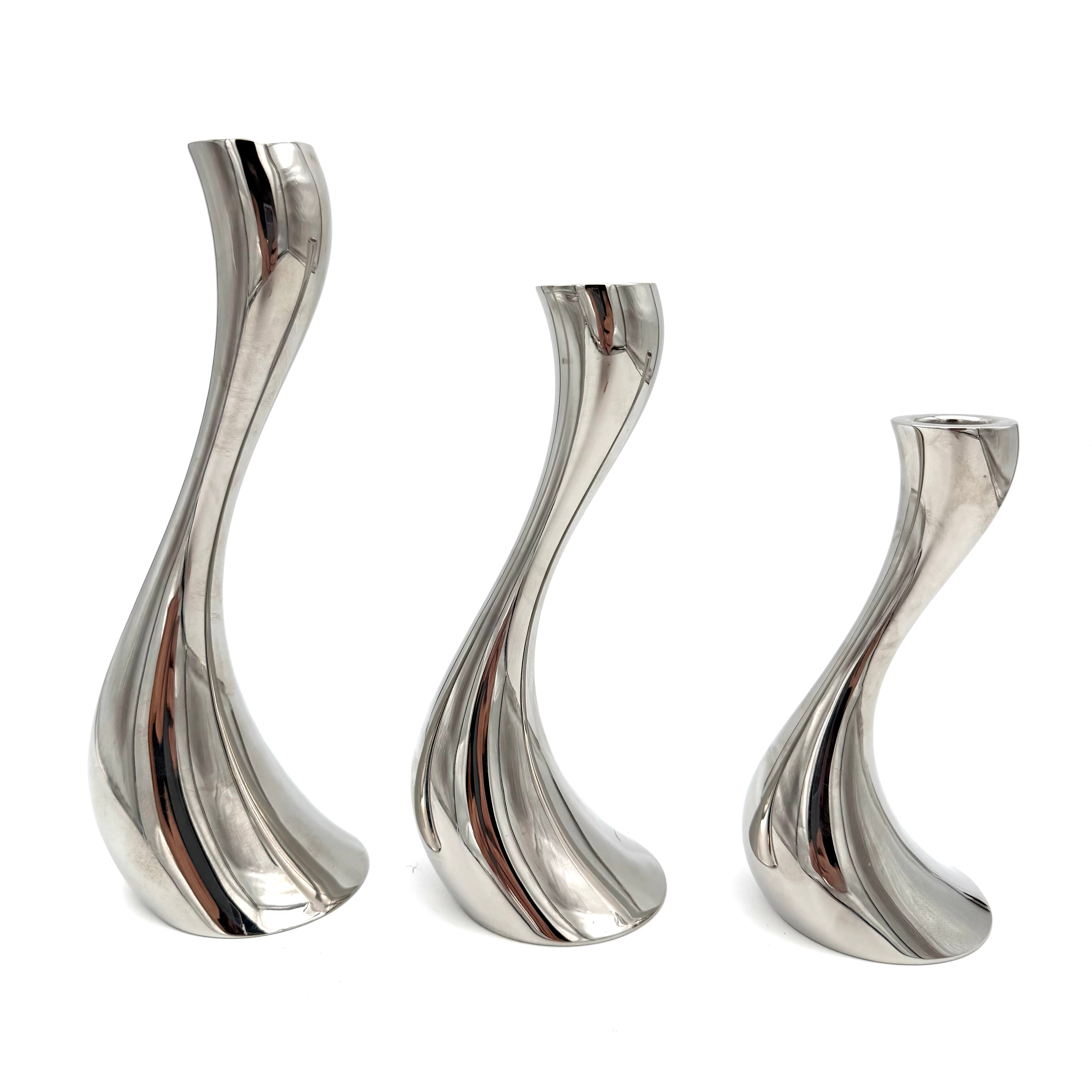 GEORG JENSEN, ljusstakar, 3 st, "Cobra", stål.