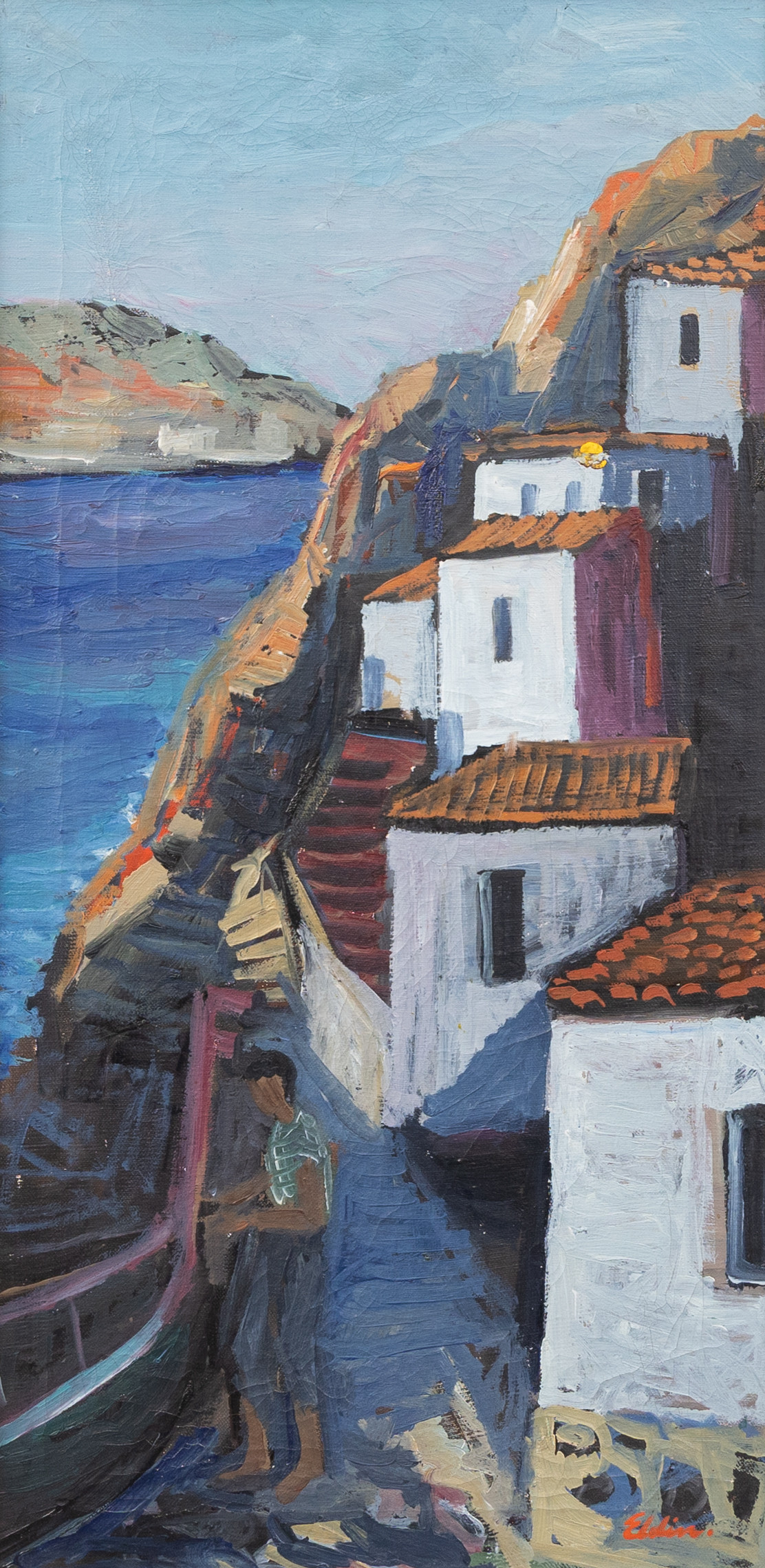 HENRY ELDIN (FÖDD 1921). Fiskarvy vid Malaga, olja på duk, signerad Eldin.