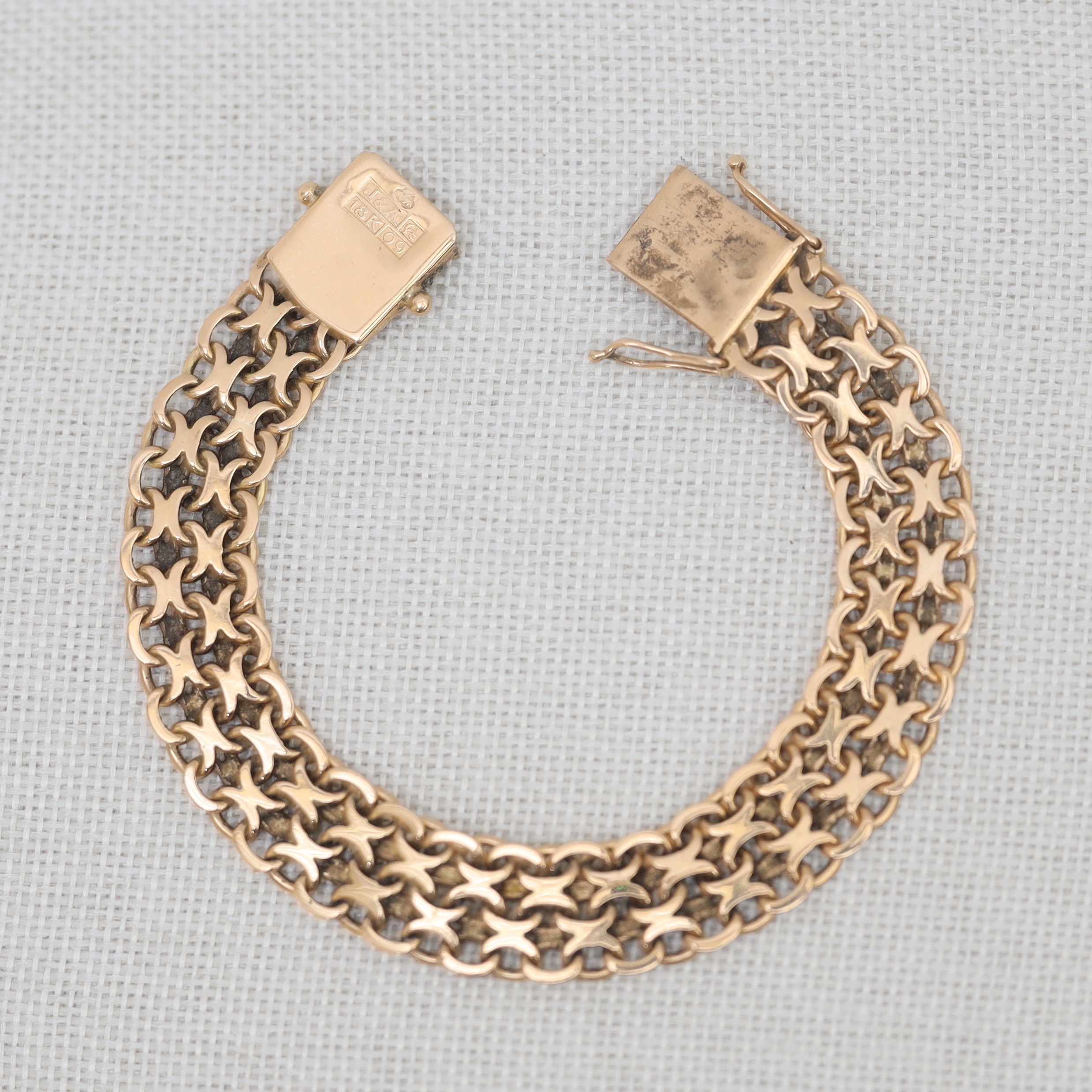 ARMBAND, 18K, GULD, x-länk, 1964.