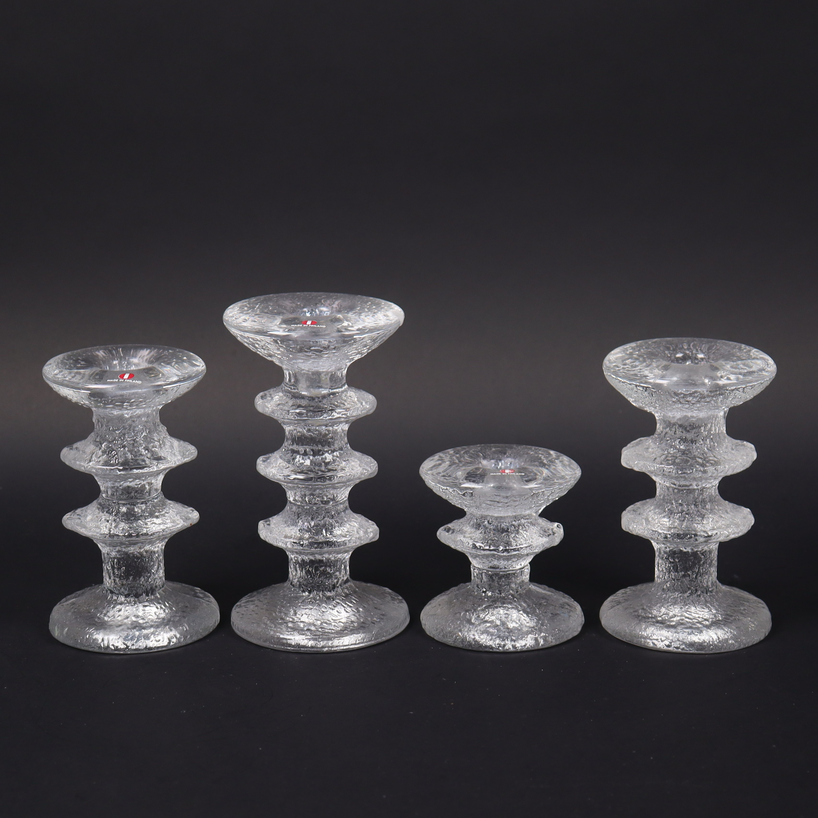 TIMO SARPANEVA. "Festivo", Iittala, Finland, ljusstakar i glas, 4 st.