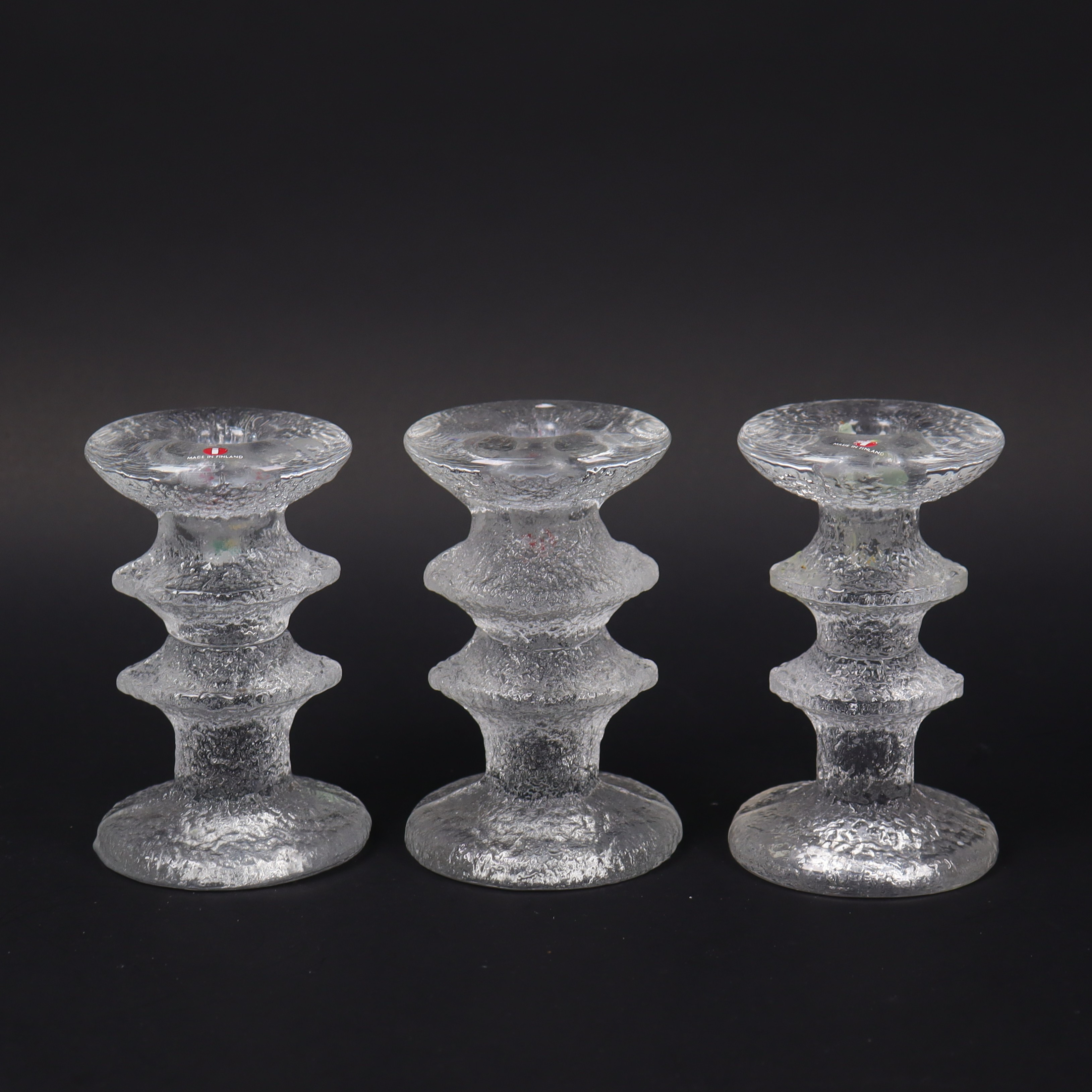 TIMO SARPANEVA. "Festivo", Iittala, Finland, ljusstakar i glas, 3 st.